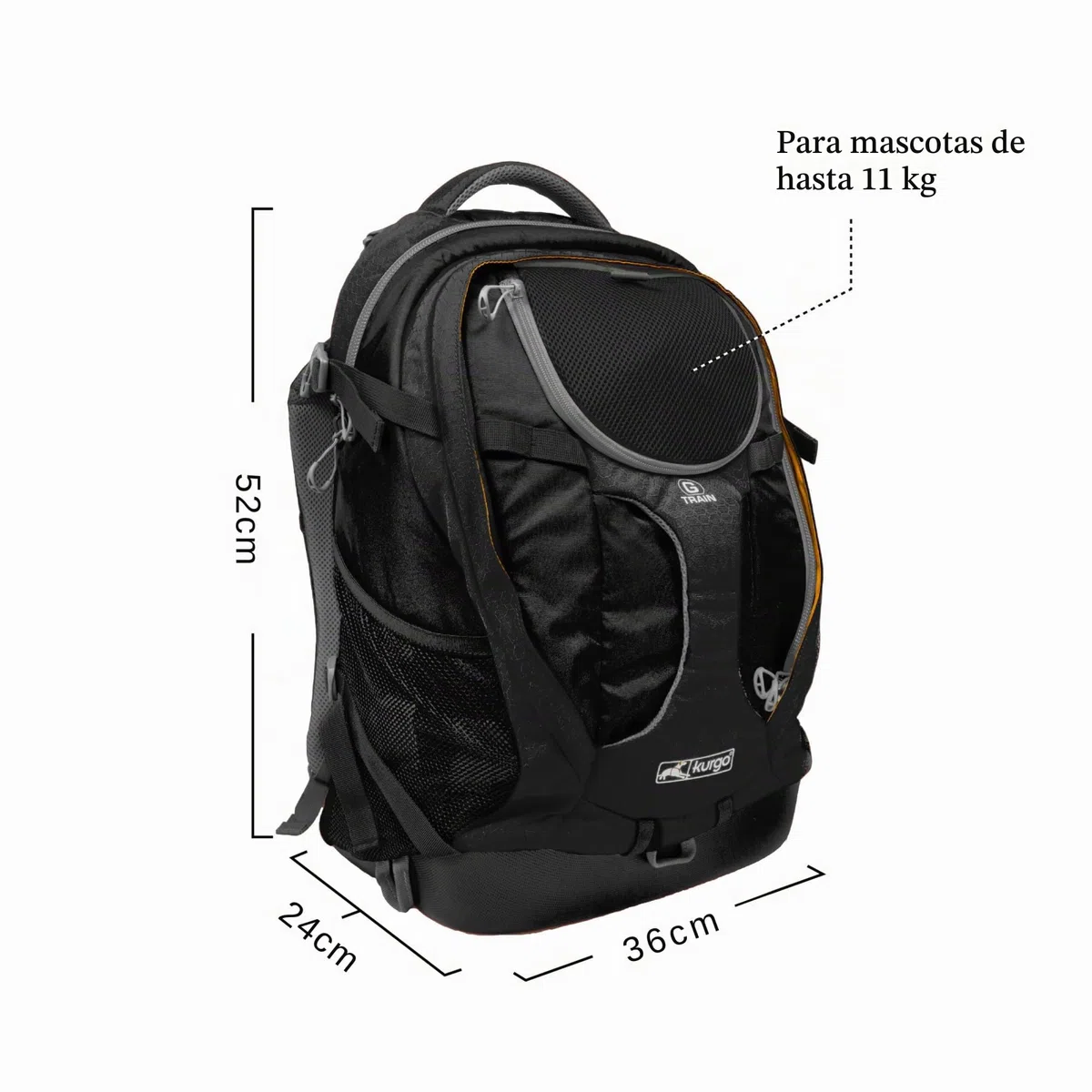 Kurgo G-Train Mochila Transportín, Negro