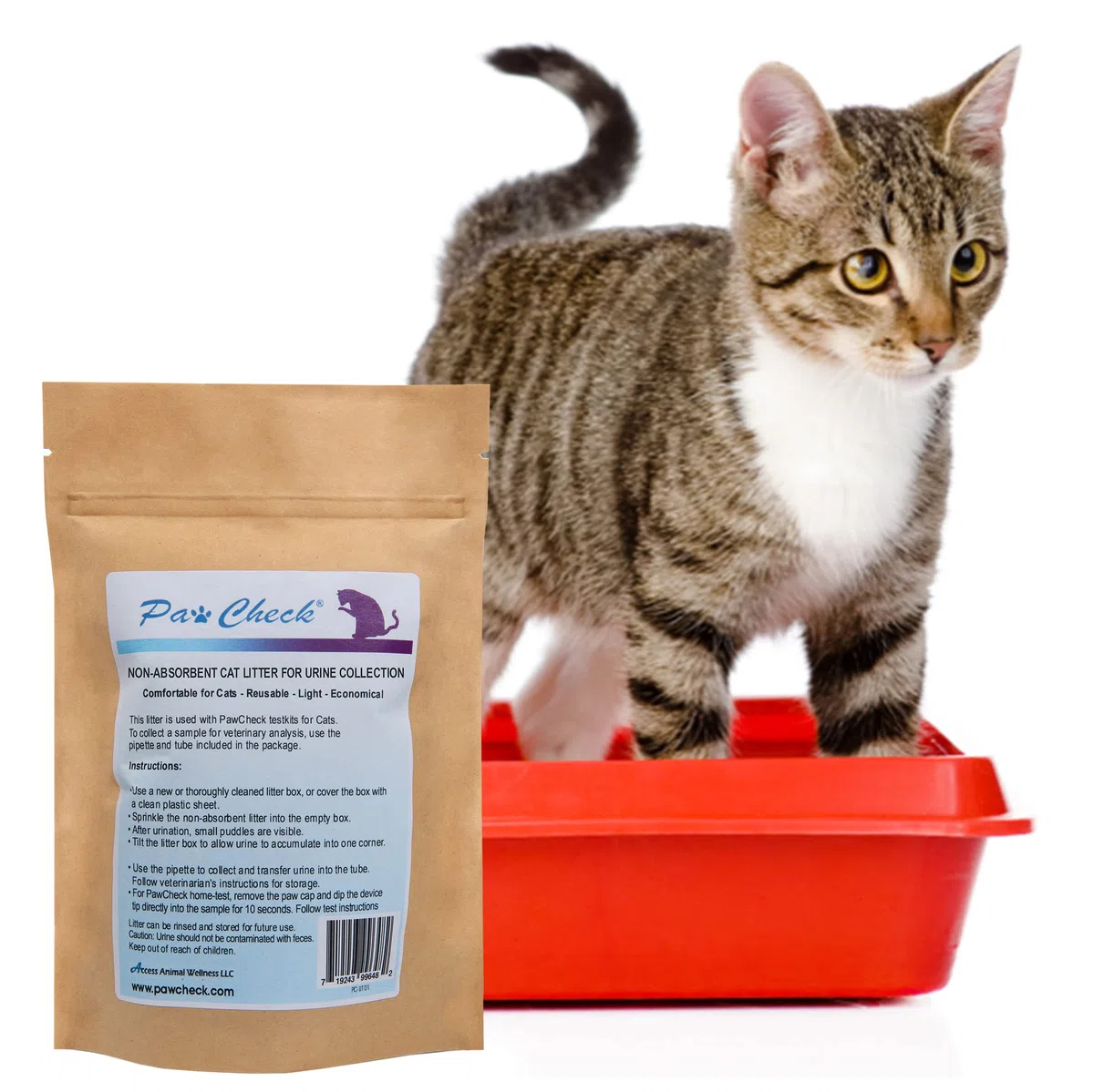 PawCheck Arena para gatos para recolección de orina, reutilizable y no absorbente, kit de recolección de orina para gatos destinado a controlar la salud del gato