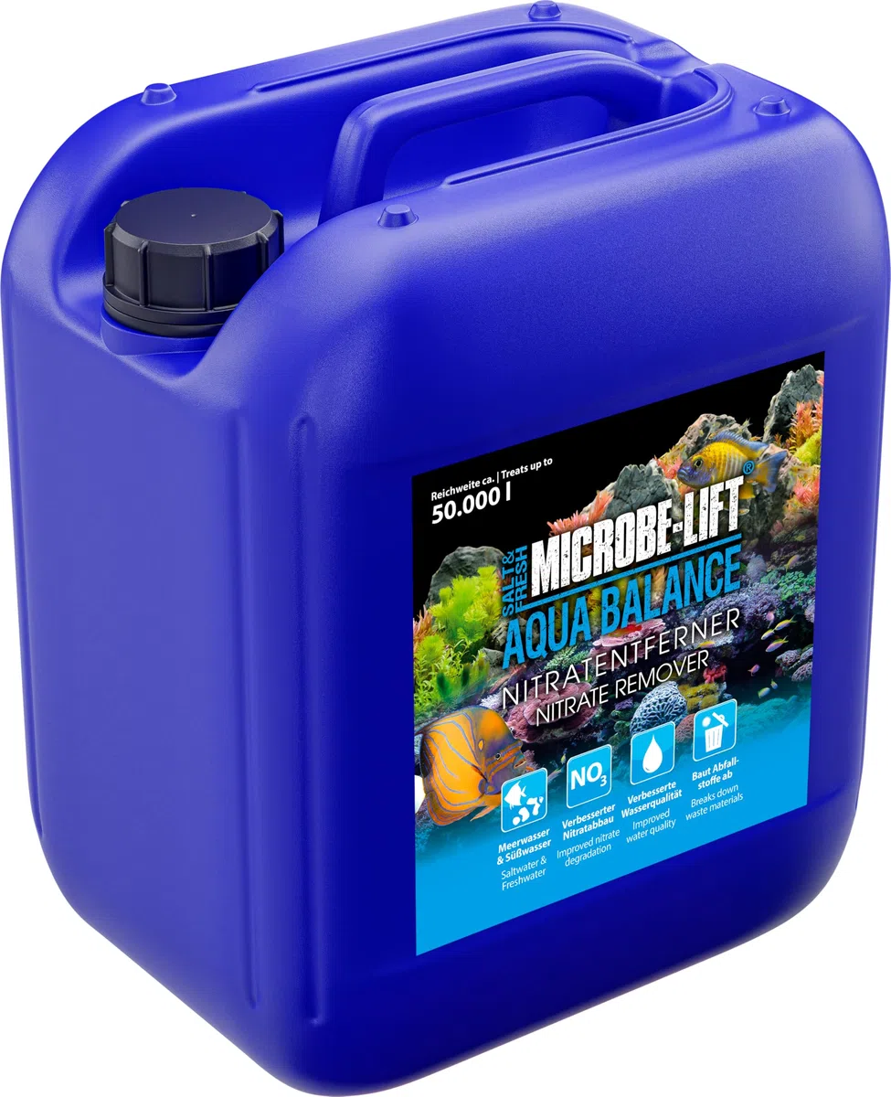 Eliminador de nitrato Acuario – ARKA Aqua Balance 5 L – solución biológica contra nitrato, Algas y turbidez – para acuarios Dulces y Marinos – Mejora el Agua y el ecosistema