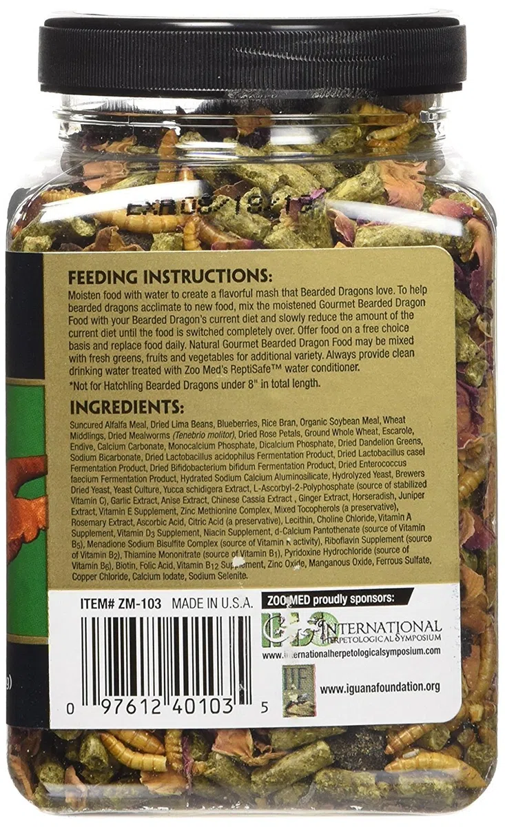 Zoo Med zm-103 Gourmet dragón Barbudo Alimentos 8.25oz