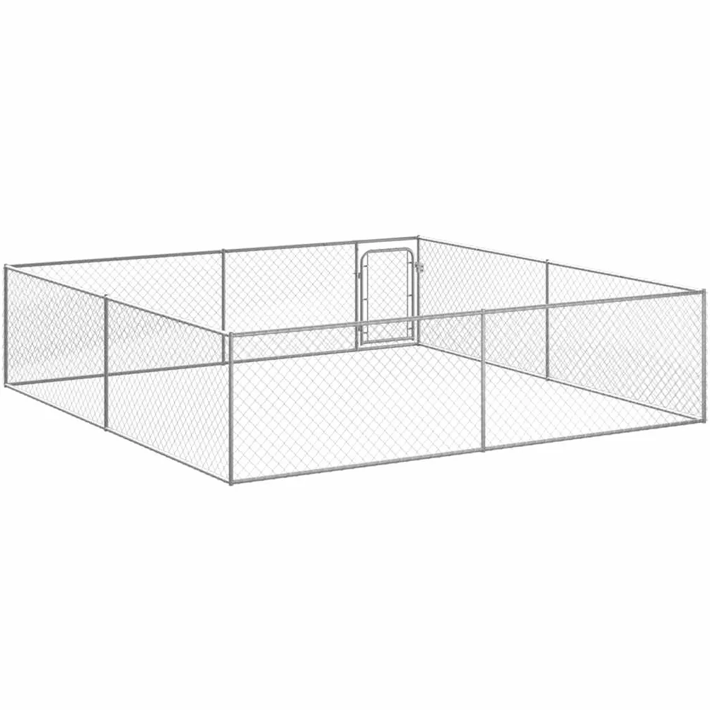 Perrera de acero galvanizado, 4 x 4 x 1 m, valla de malla para exteriores con puerta plegable, protección y seguridad para perros, cachorros, transporte, jardín, camping, uso en interiores y
