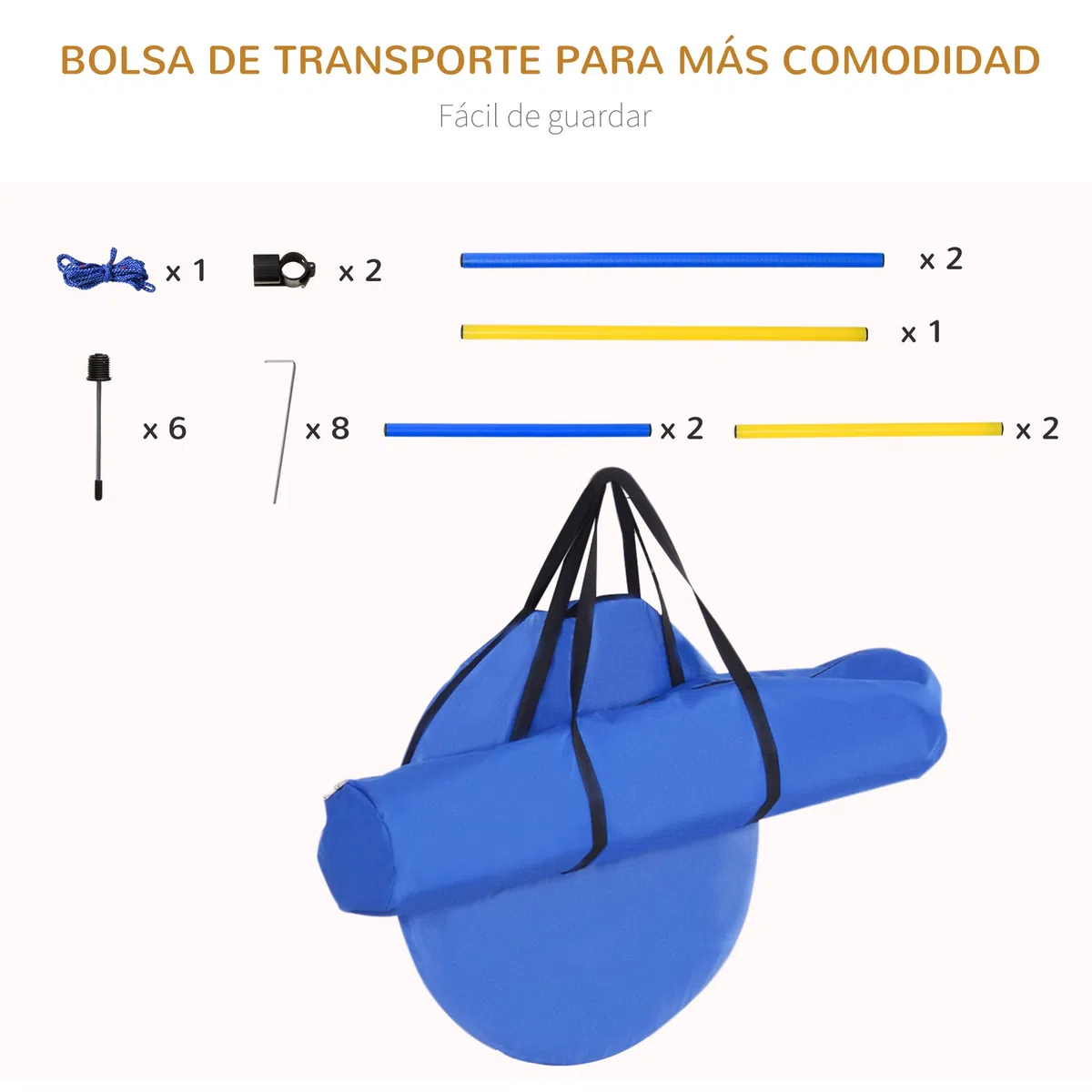 PawHut Set de Entrenamiento de Agilidad para Perros Obstáculos de Salto con Altura Ajustable Túnel para Perros y Bolsa de Transporte Azul y Amarillo