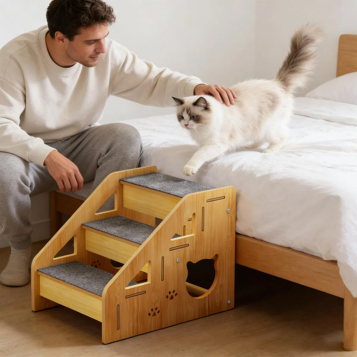 Escalones para Perros Escalera de Madera para Mascotas