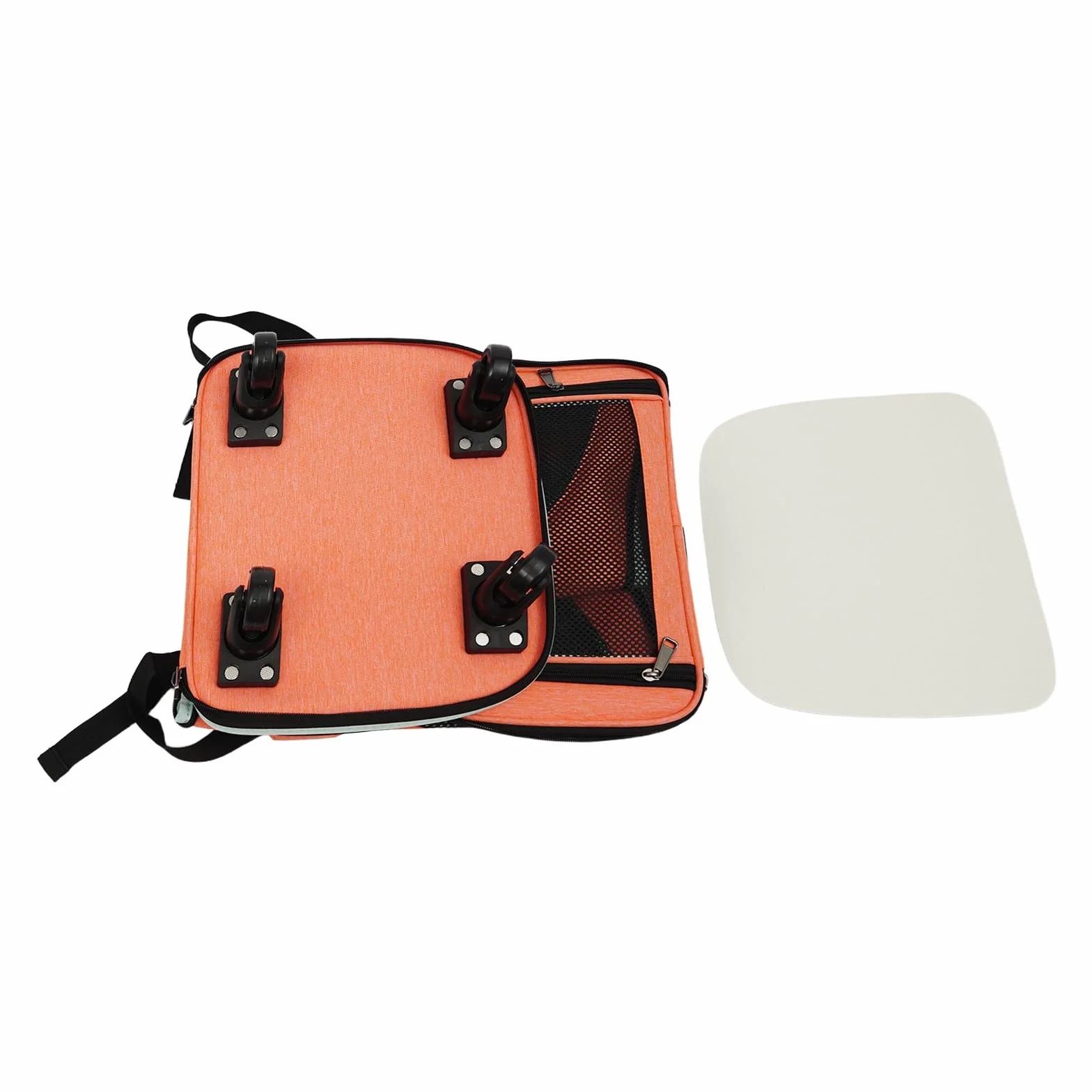 Transportín plegable para mascotas con ruedas universales y mango telescópico, transpirable, plegable, para perros de hasta 7,5 kg y gatos de hasta 9 kg (naranja)