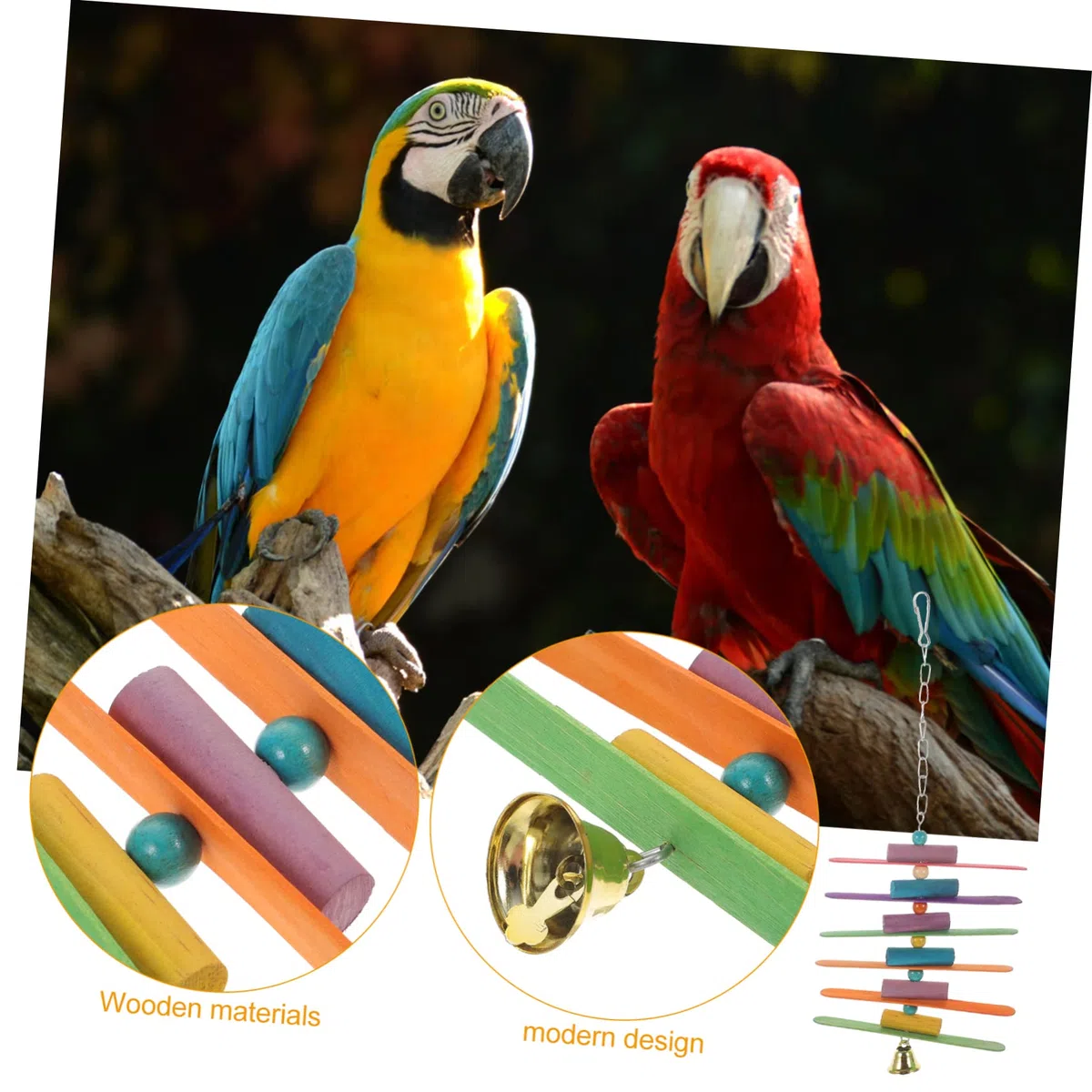 POPETPOP 4 Piezas Jaula Giratoria De Juguete Juguetes De Aves para Loros Juguetes para Trepar Pájaros Juguetes para Masticar Loros De Madera Desfibradora