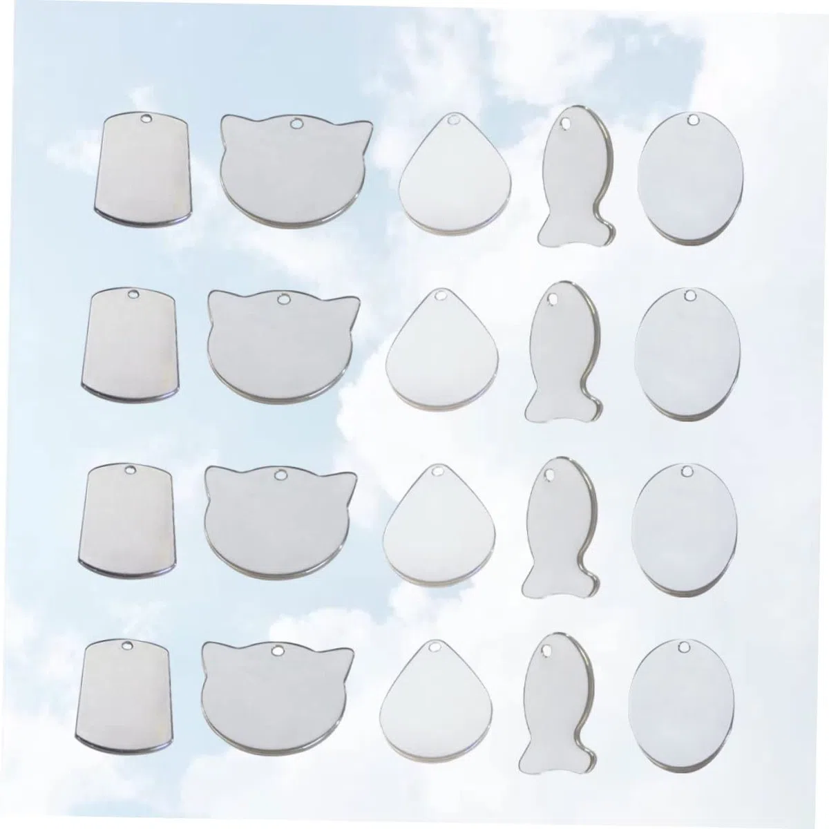 Mipcase 50 Piezas de Colgantes para Mascotas de Acero Inoxidable en Blanco, Resistentes a Rayaduras y Fáciles de Usar, Ideales para Grabado DIY y Accesorios para Perros Estilo Aleatorio
