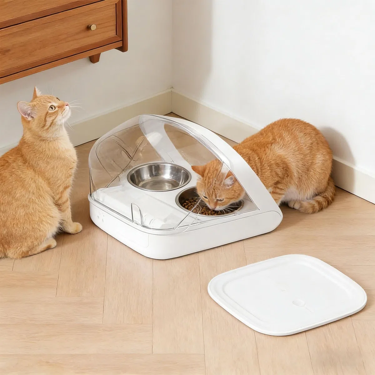 Fuerte Protector Trasero Transparente para dispensadores de Mascotas Evita Acceso no Deseado a los Alimentos Durante de alimentación Accesorio de alimentador automático