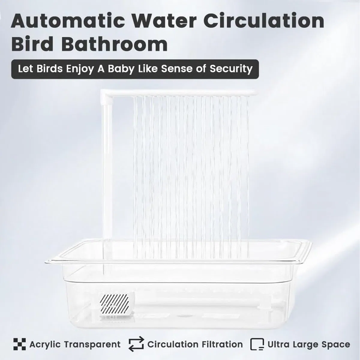 Baño automático de loros, bañera automática de loro Baño de aves a presión | Bañera de amor con presión de agua ajustable, bañera de ducha de periquito para cacatina africano gris