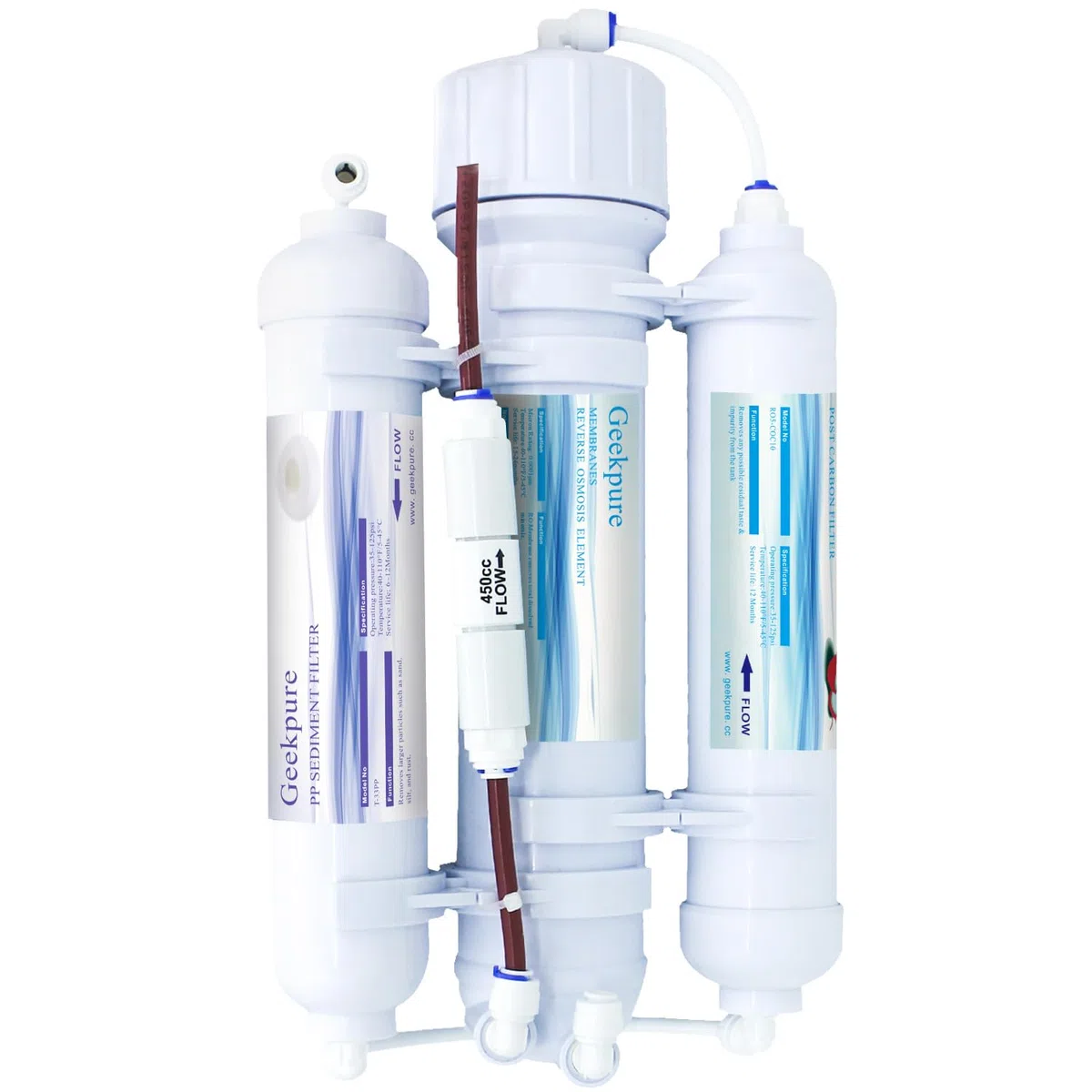 Sistema de filtro de agua de ósmosis inversa de 3 etapas para acuario-encimera -100GPD