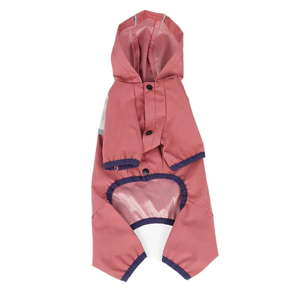 Chubasquero para Perros, Chubasqueros Impermeables for Perros pequeños y medianos con Capucha, diseño de Cuatro Patas Correa Reflectante, Chaqueta Ligera(Red,S)