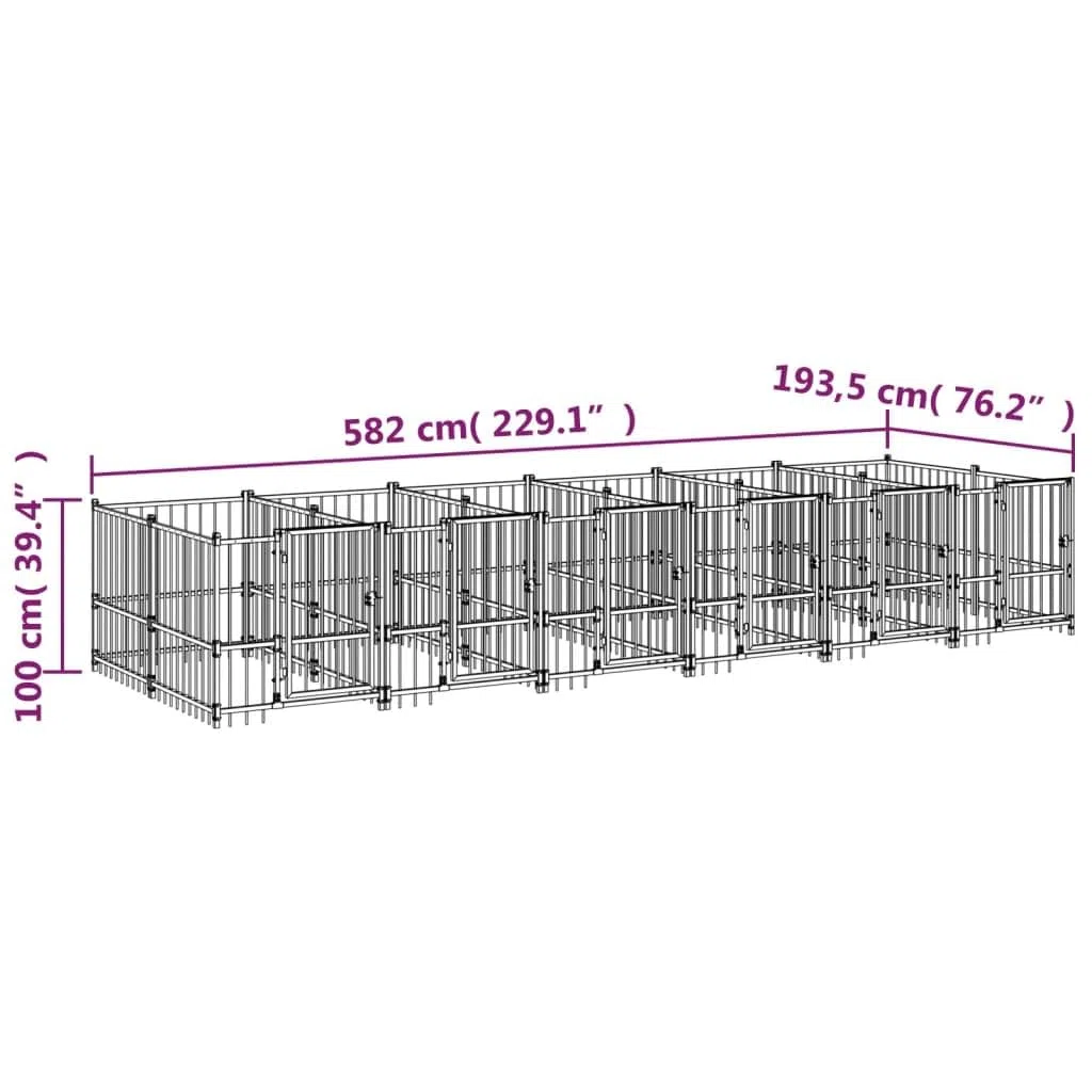 Perrera para perros de acero con recubrimiento de polvo, 11,26 m², con puertas giratorias, protección y seguridad para perros, cachorros, estables, resistentes a la intemperie, para jardín