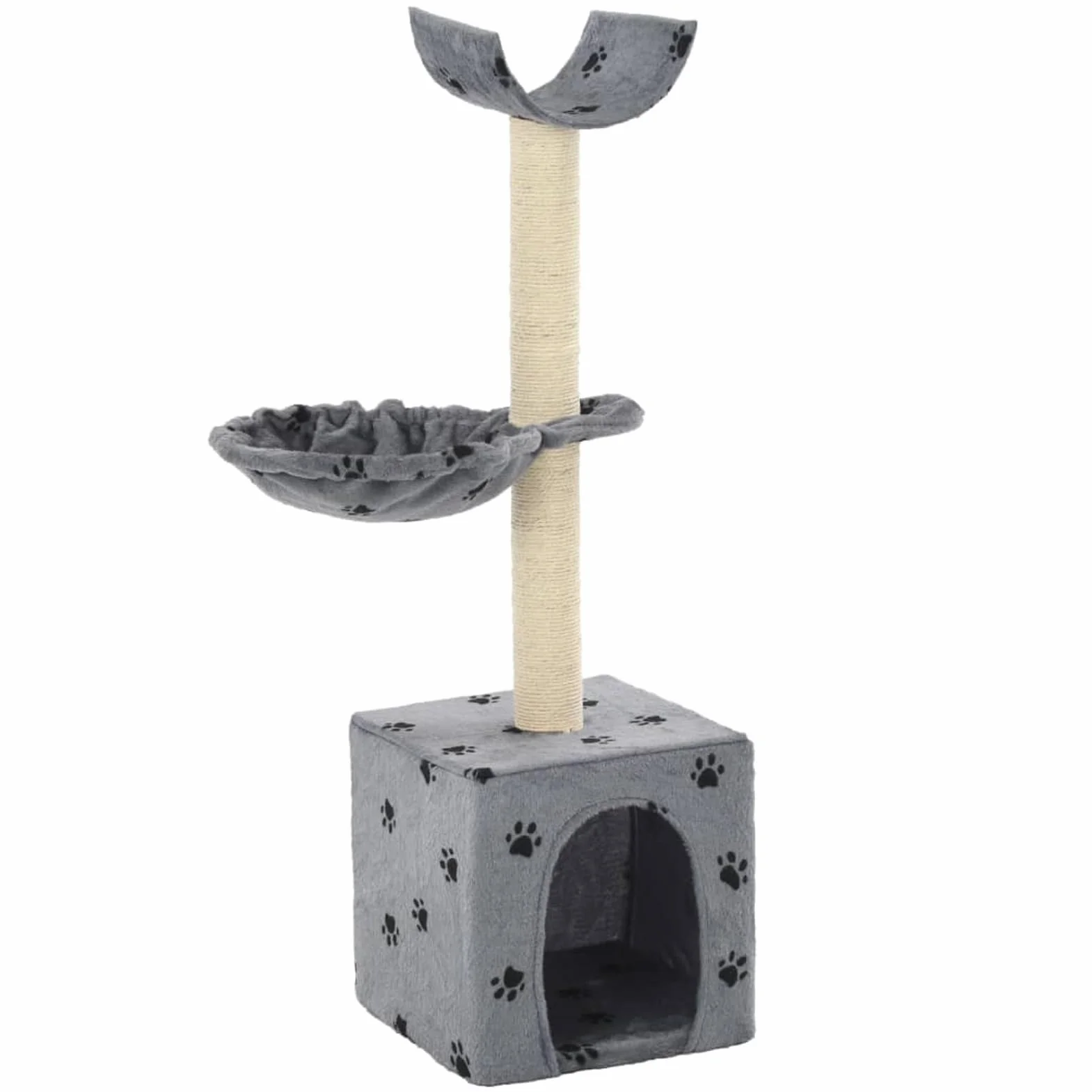 ShGaxin Rascador para Gatos con Poste de sisal 105 cm Huellas Gris, Rascador Gato, Arbol Rascador para Gatos, Gatos Accesorios, Torre Gatos, Arranhador para Gatos, Casa para Gatos