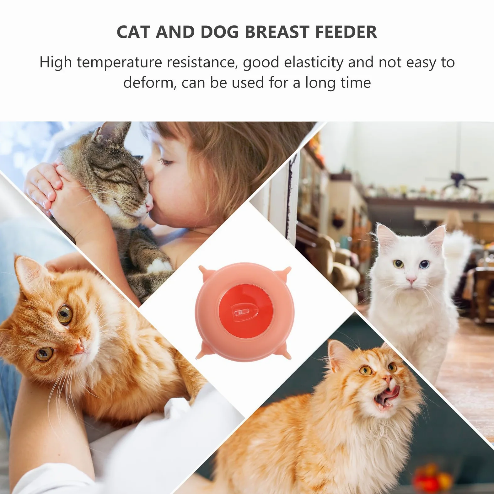 Veemoon Alimentador de Leche Resistente y Fácil de Usar para Cachorros y Gatitos de Silicona Rosa, Juguete de Entrenamiento y Herramienta de Alimentación para Mascotas