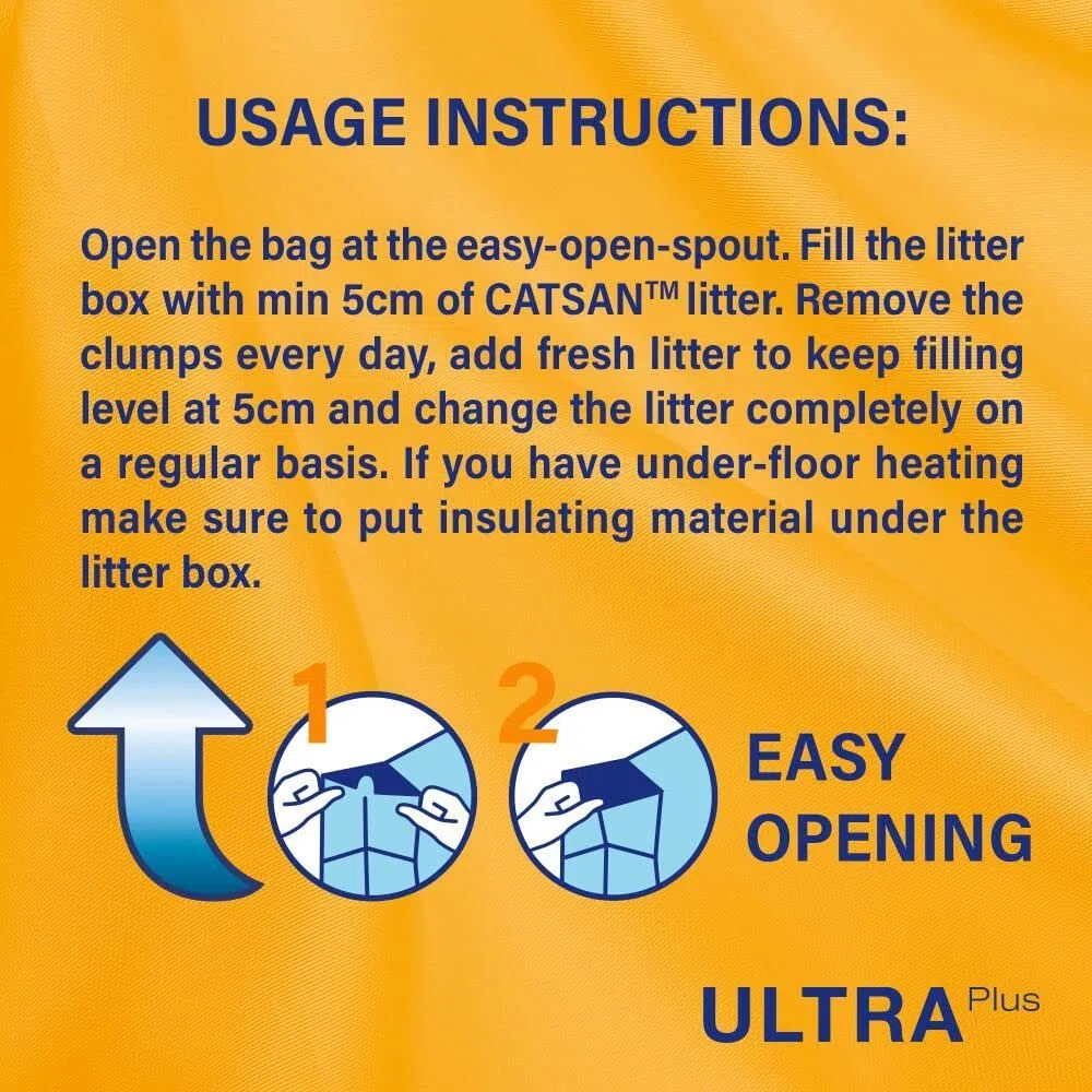 Catsan Clumping Litera, eliminación de olores, extra absorbente, paquete de 3 x 5 litros