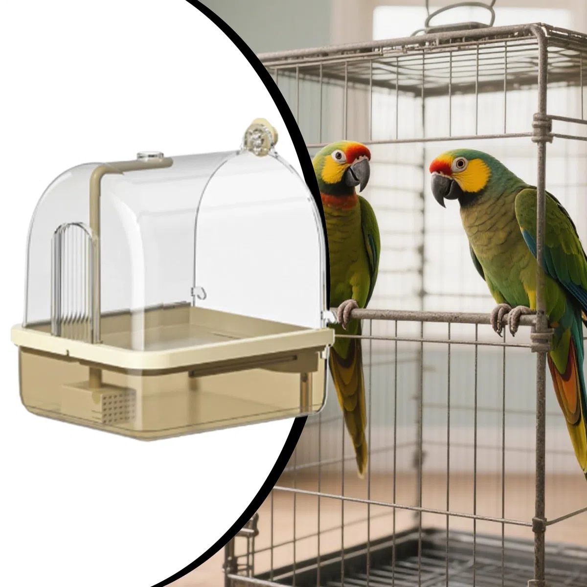 Bañera para Jaulas de Aves Bañera Automática Con Soporte Y Juegos | Baño Para Periquitos De Jaula Adecuado en Aviario Interior, Cría, Viajes, Exhibiciones y Espectáculos