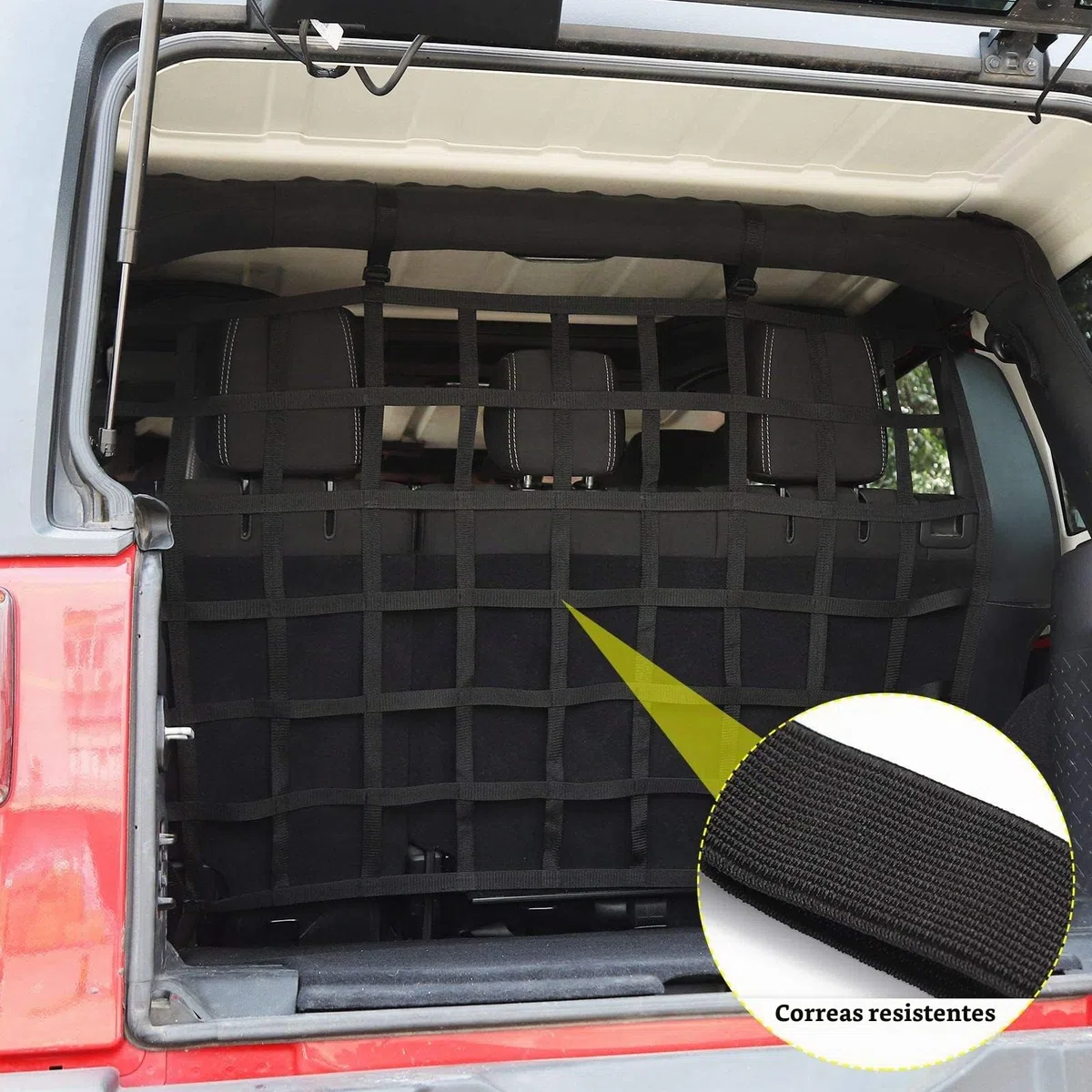 Red de Seguridad para Mascotas, Malla Protectora para Perros para Jeep Wrangler JK JL de 4 Puertas (2007-2025), Ideal para Mascotas Medianas y Grandes.