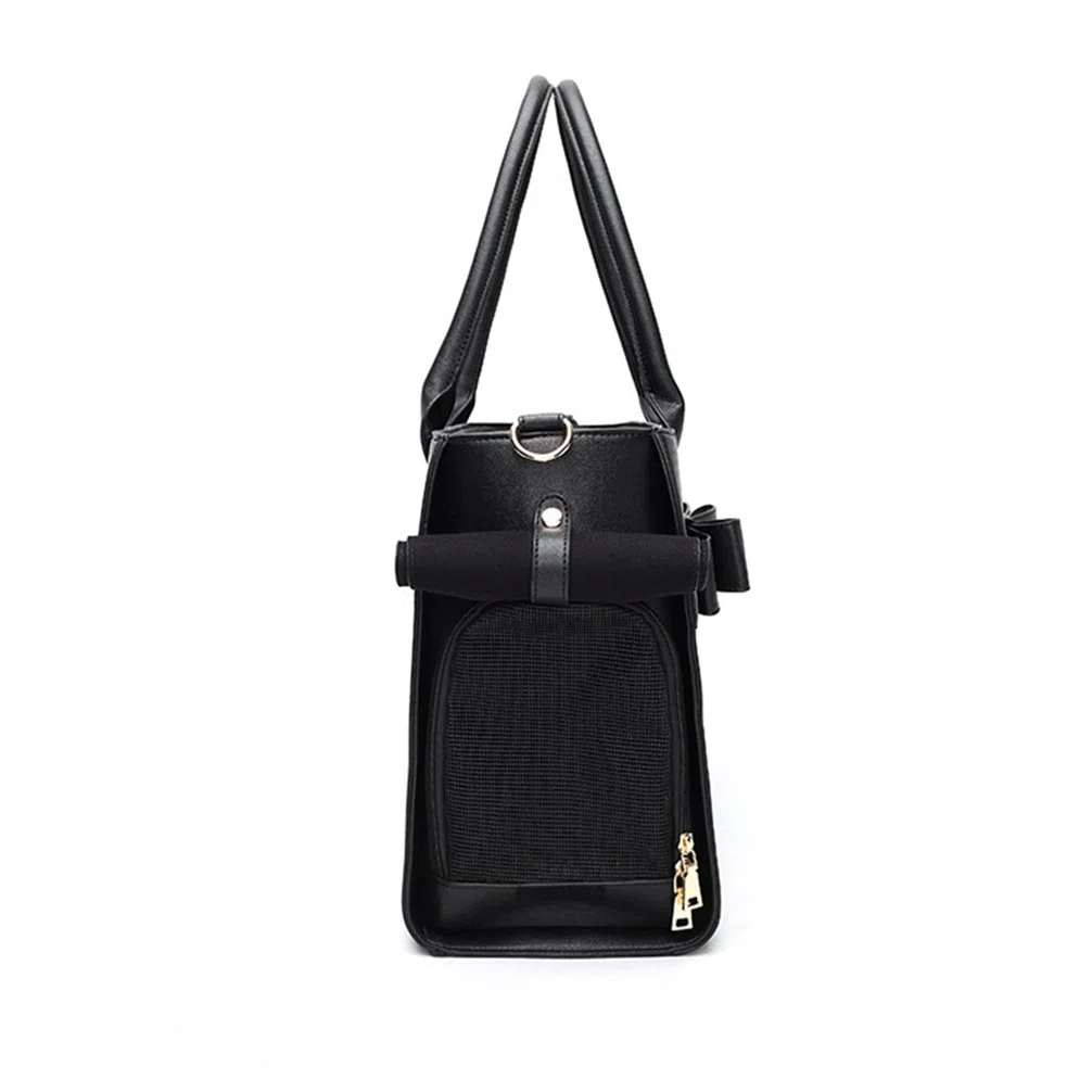Carrier - Bolso de mano de piel sintética para mascotas, bolsa de viaje de malla para perro, gatito, cachorro