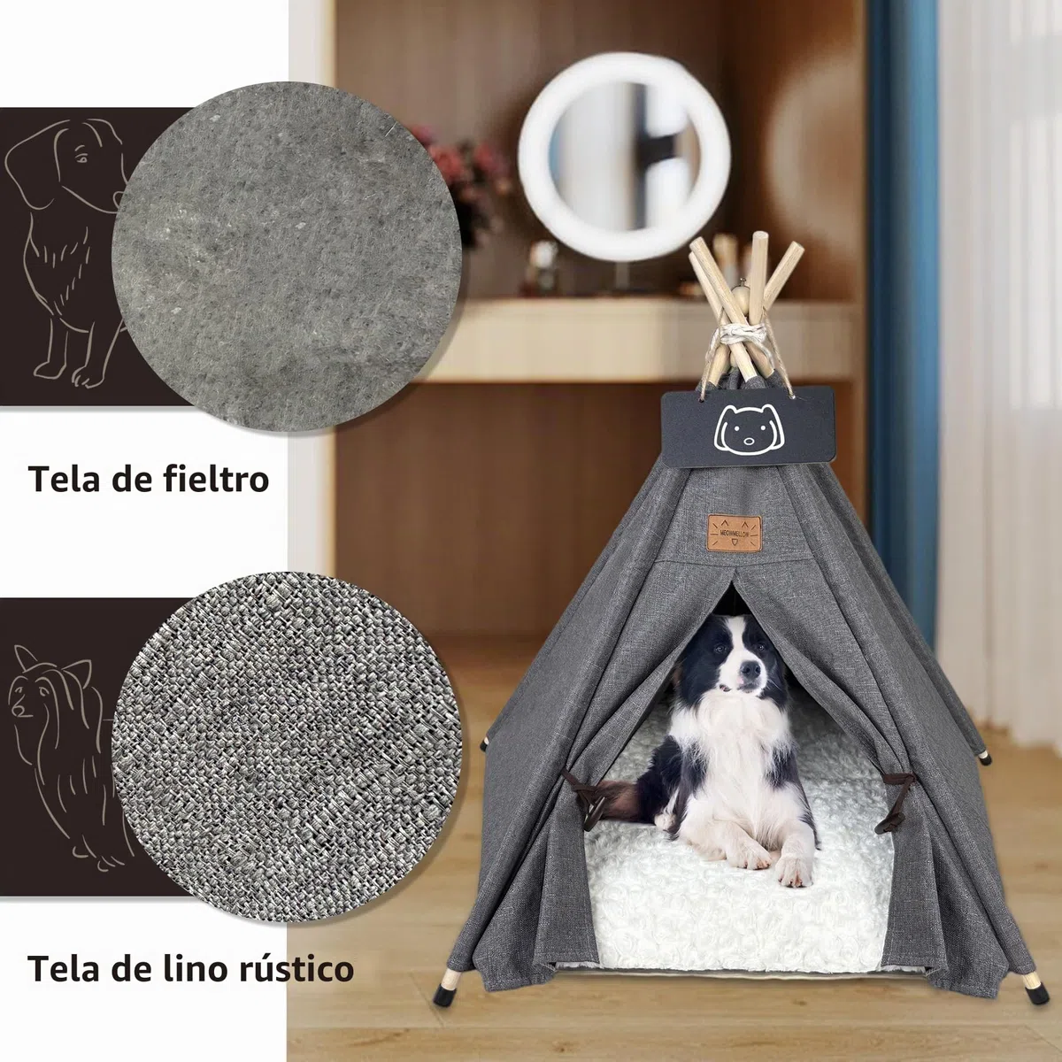 Tienda de campaña para mascotas con cojín grueso para gatos/perros, cama extraíble y lavable, casa de juegos para cachorros, tiendas de campaña para gatos, 60 x 60 x 70 cm