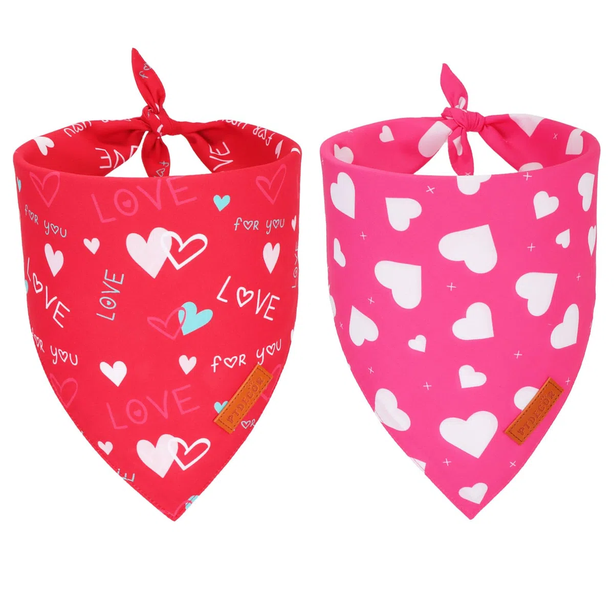 PTDECOR Pañuelo para perro para el día de San Valentín, pañuelo reversible con corazón rojo y rosa, pañuelo triangular para perros grandes y extragrandes (día de San Valentín, 1, XL)
