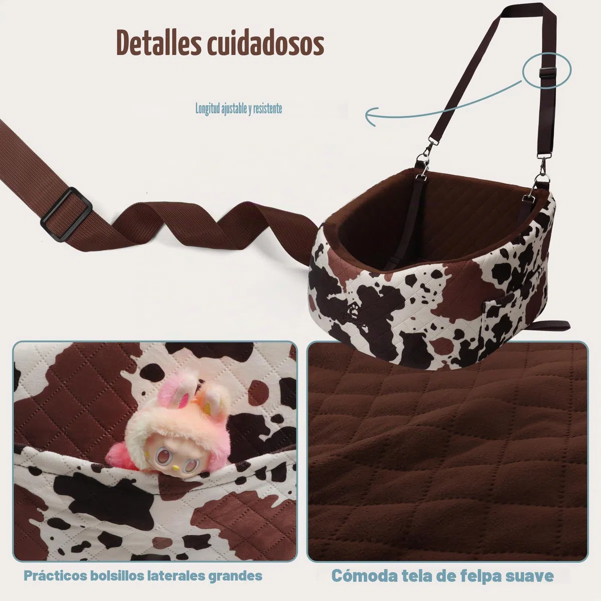 Asiento Perro Coche para Perros Pequeños y Medianos Transportin Cama de Viaje para Mascotas, Delantero o Posterior, hasta 15 kg