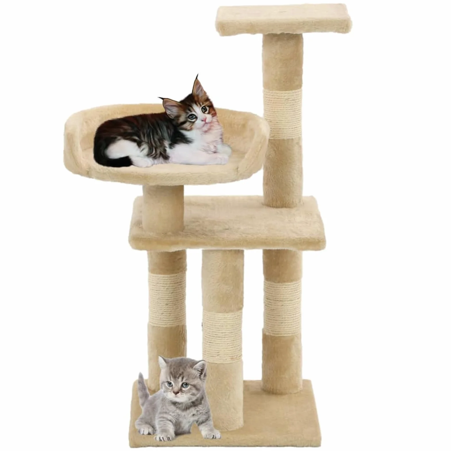 Rascador para Gatos con Postes de sisal, Arbol para Gatos, Gatos Accesorios, Arranhador para Gatos, Arbol Rascador Gatos, 65 cm Beige