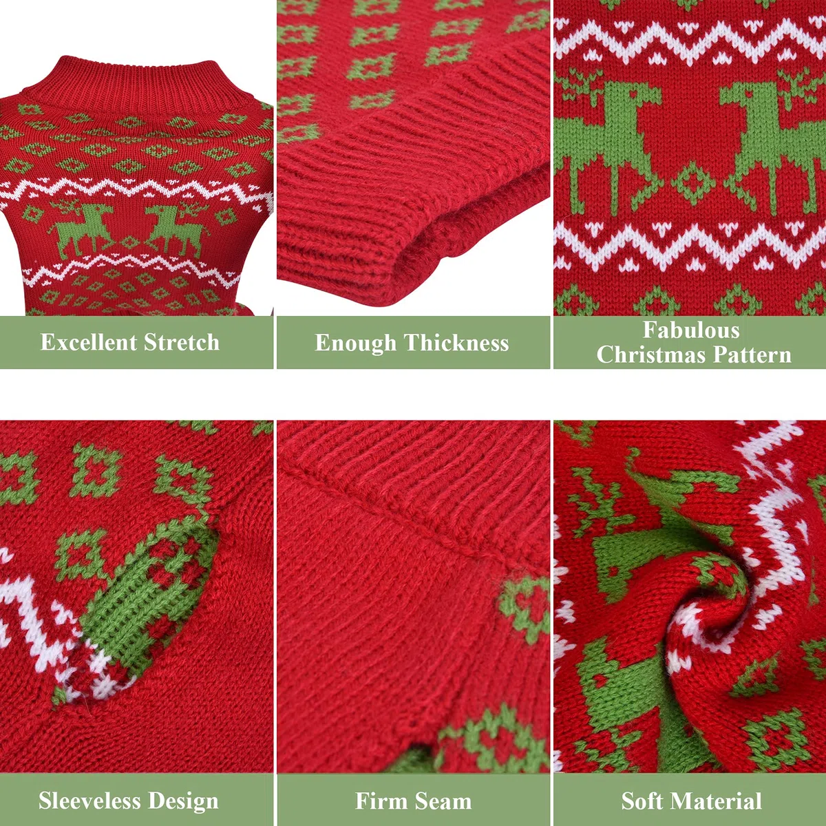 Suéter de perro de Navidad con lindo patrón de ciervos suave invierno cálido ropa de punto ropa para mascotas suéter feo fiesta en Navidad para perros grandes (XXL, rojo)