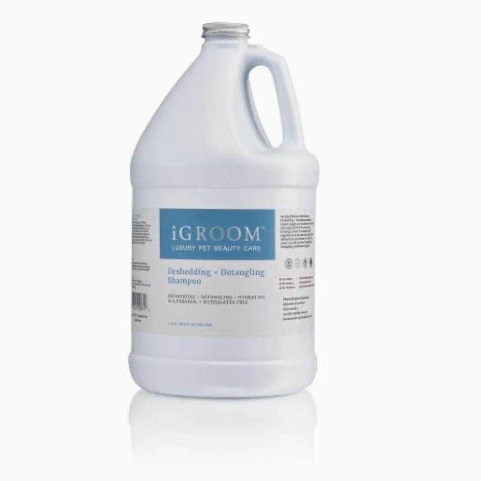 iGroom Champú desenredante y desenredante para perros, cuidado de belleza de mascotas de lujo, afloja los enredos + capa inferior no deseada, añade brillo y volumen, fabricado en Estados Unidos, 3.8 L