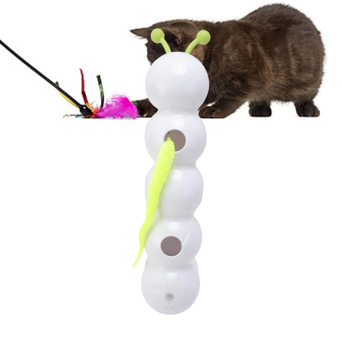 Dpofirs Juguete Interactivo Eléctrico para Gatos, Juguete de Oruga de Plástico para Gatos con Función Inteligente y Ventosa, para Mascotas Recargable por USB