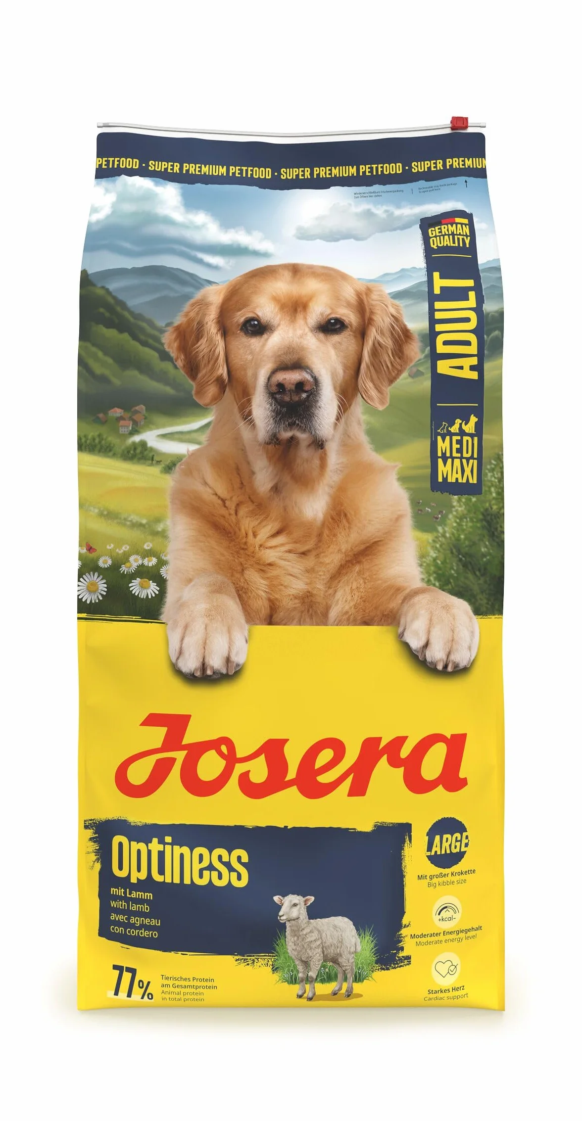JOSERA Optiness Cordero & Arroz (1 x 12,5 kg) | Adulto Large | Pienso seco prémium para Perros Adultos | bajo en proteínas | sin Trigo | valiosos ácidos grasos | croqueta XL para Evitar engullir