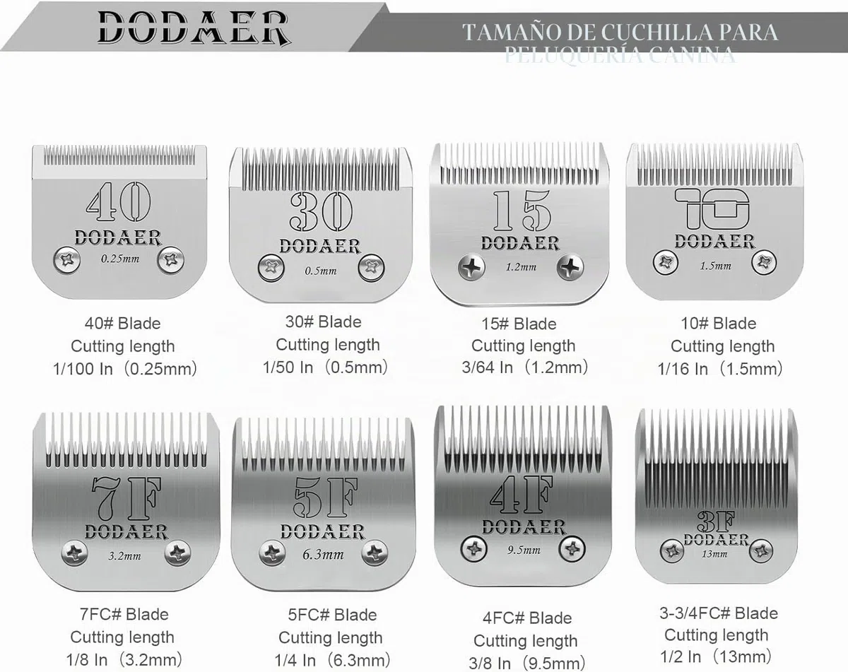 7F/5F/4F/3F - Cuchillas de cerámica para cortapelos para perros, compatible con Moser 45-50/heiner/Andis/Oster A5/Wahl KM10 Series,Longitud de corte de 1/8 pulgadas (3,2 mm) hasta 1/2 pulgadas (13 mm)