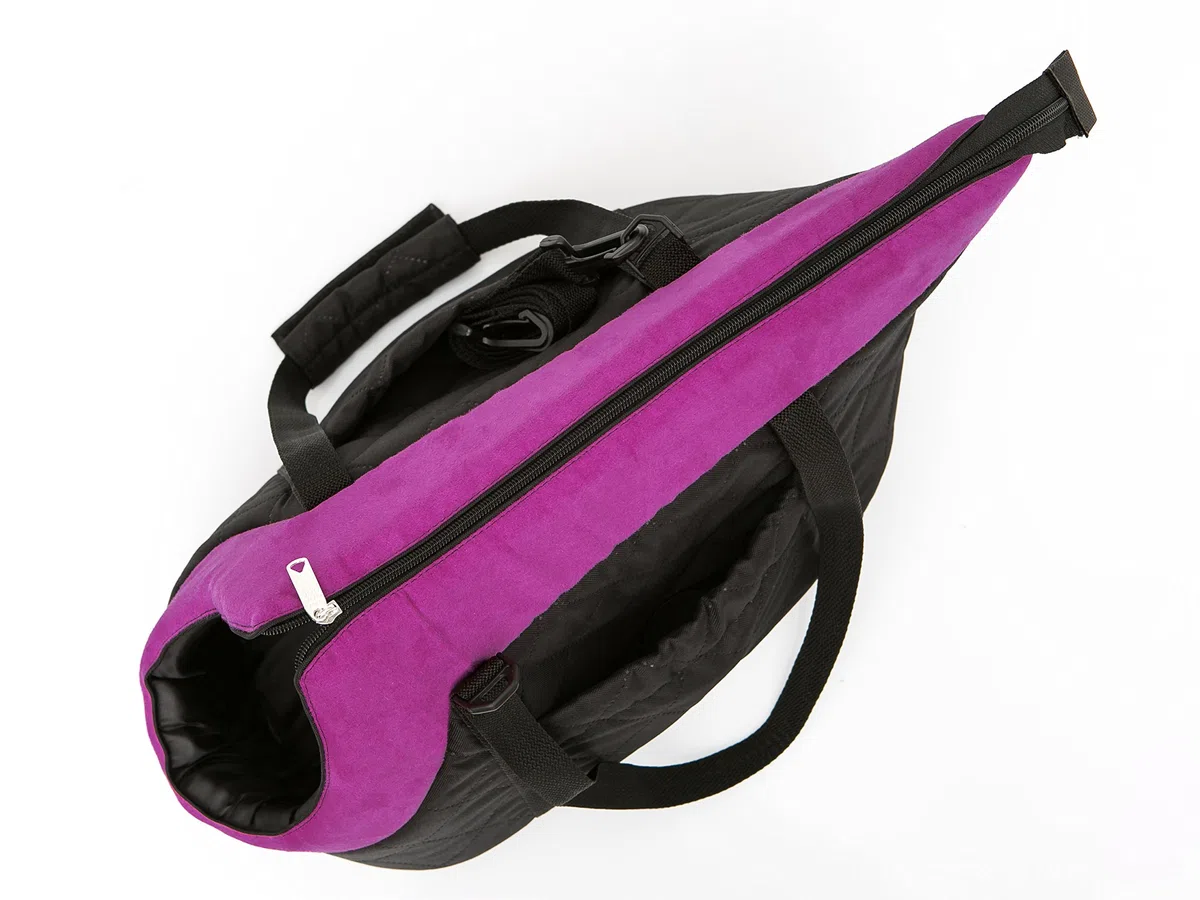 Bolsa de transporte, para perros, gatos, dos maneras de transportar, seguridad de mascotas, saco, saco para perros, R2: 30 x 50 cm, negro con bufanda morada