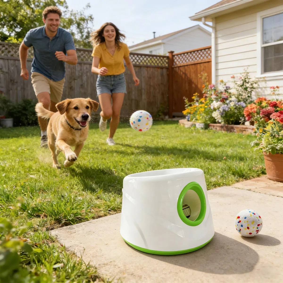 Paquete de 1 arrancador automático de esfera para perros con batería recargable y distancia modificable 6 m, 10 m, 14 m, para entrenamiento de caninos intermedios, transportable