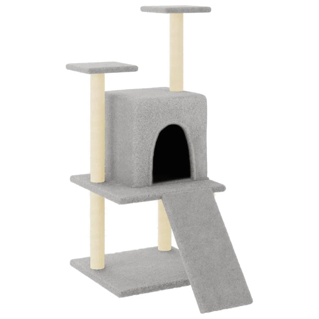 Rascador para Gatos con Postes de sisal Gris Claro 110 cm, ZEYUAN Rascador Gato, Arbol Rascador para Gatos, Gatos Accesorios, Torre Gatos, Arranhador para Gatos, Casa para Gatos