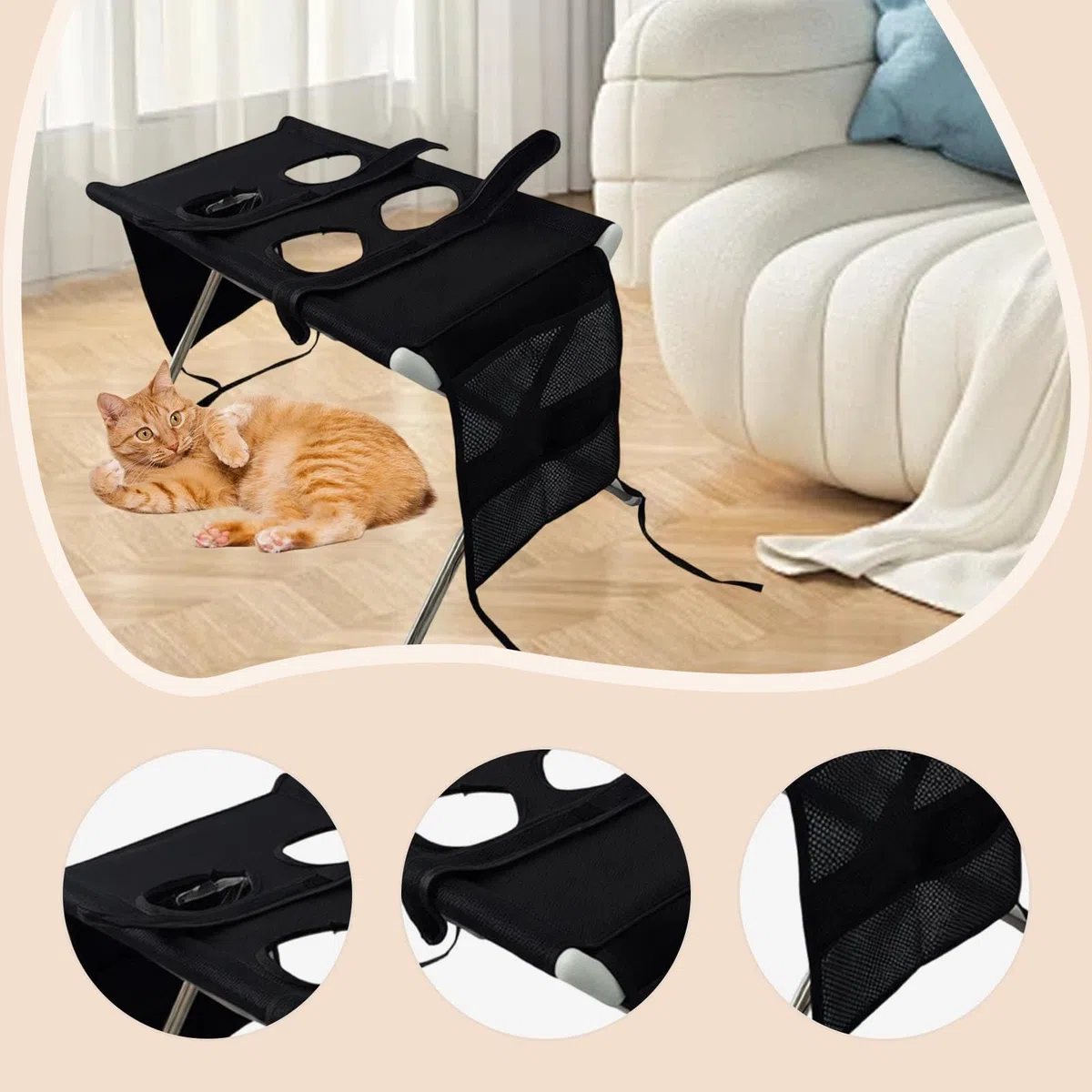 Mesa de peluquería para Mascotas, Soporte de peluquería portátil Multifuncional con Correa y de Soporte para Cortar y Recortar uñas.