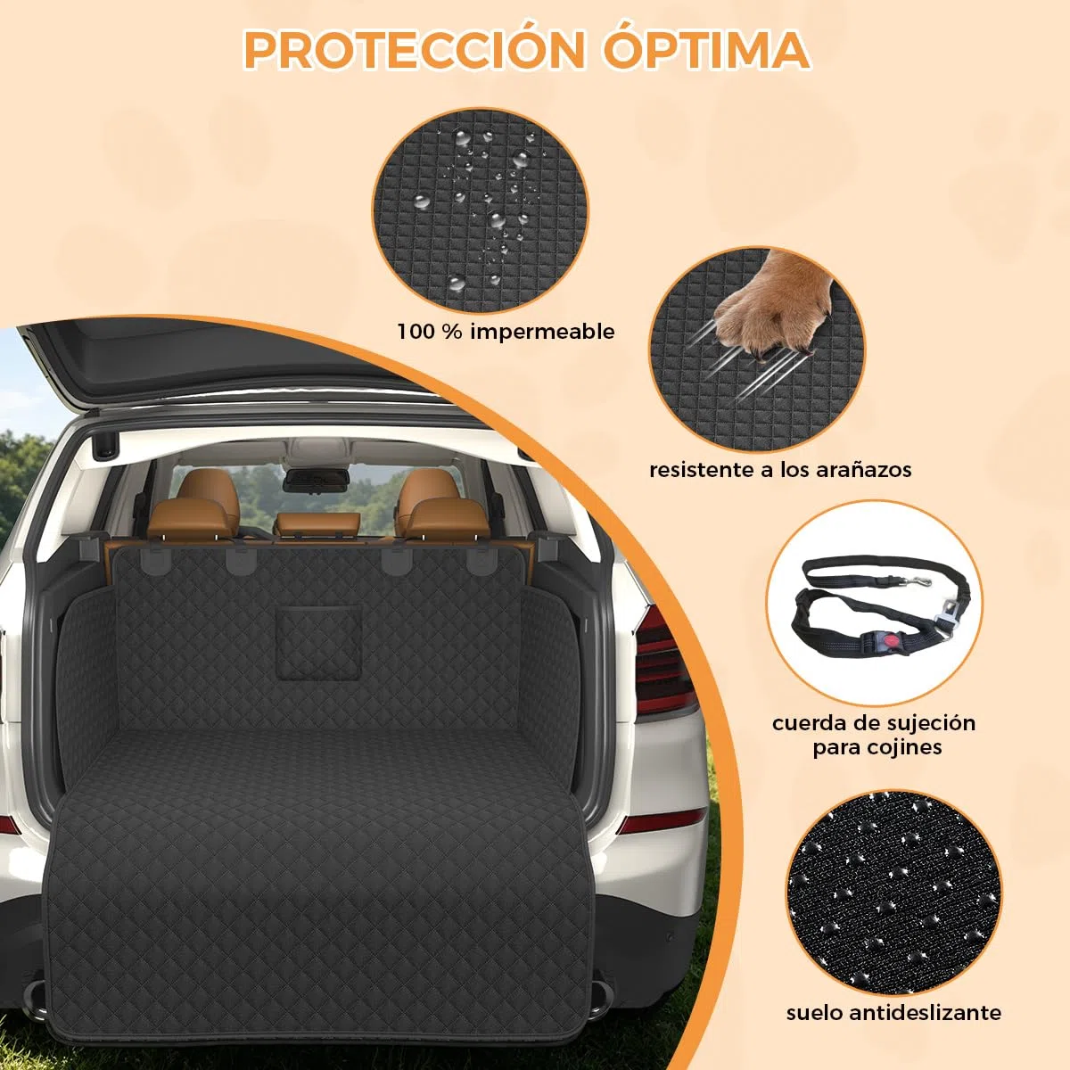 Protector para maletero de perro, manta para perros, acolchado con protección lateral y borde de carga, alfombrilla universal para maletero para perros es impermeable, resistente a los