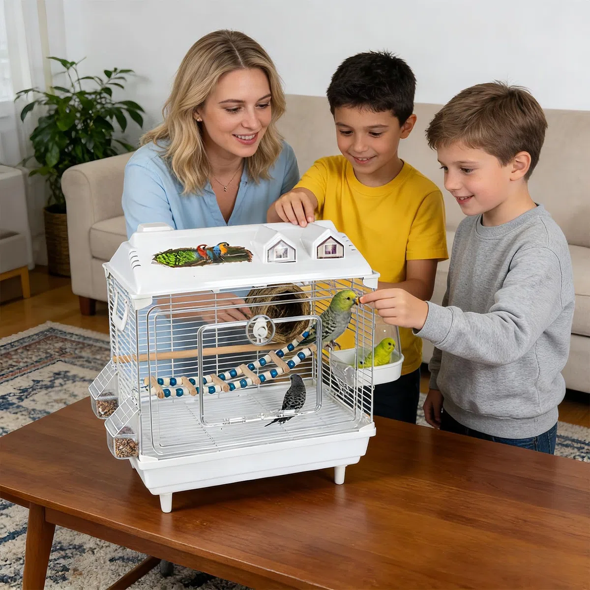 Jaulas para Pájaros y Aves de Compañía Transportín Transparente Portátil | Jaulas Para Pájaros Con Percha De Madera Para Periquitos Para Guacamayos, Conuros, Cacatúas, Pinzones Y Aga
