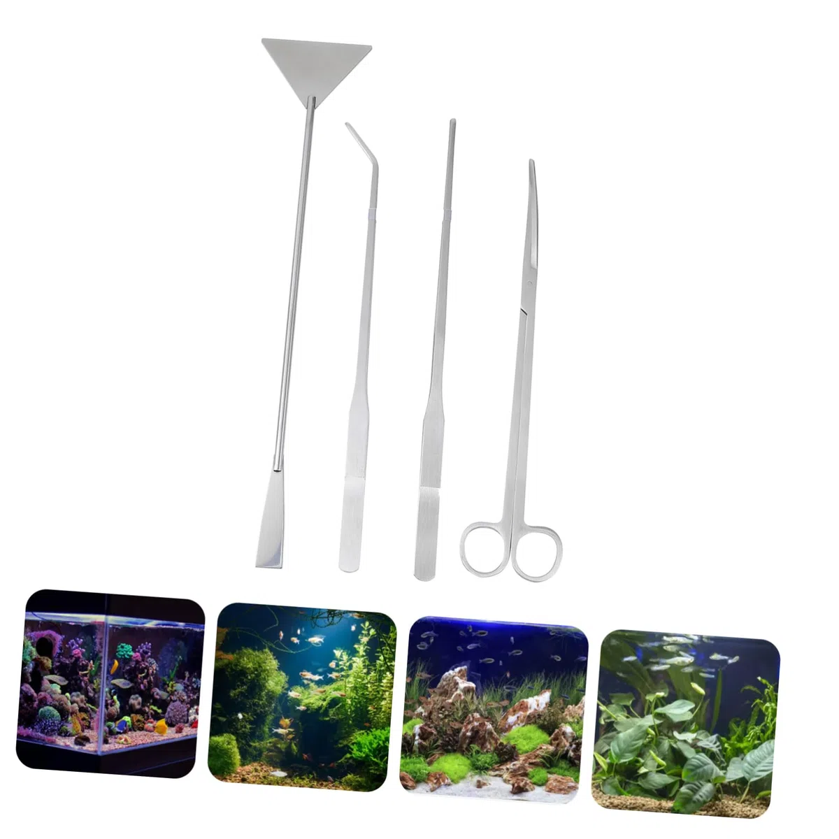 Juego de Herramientas para Plantas de Acuario de Acero Inoxidable, 1 Set