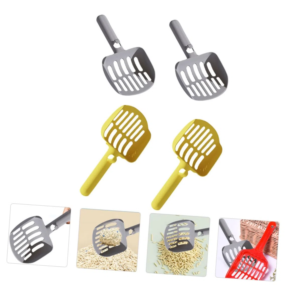Pala para Arena de Gato, 4 Uds. Palas de Arena Antideslizantes, for Gatos Grande, portátil, Material Resistente for rascar