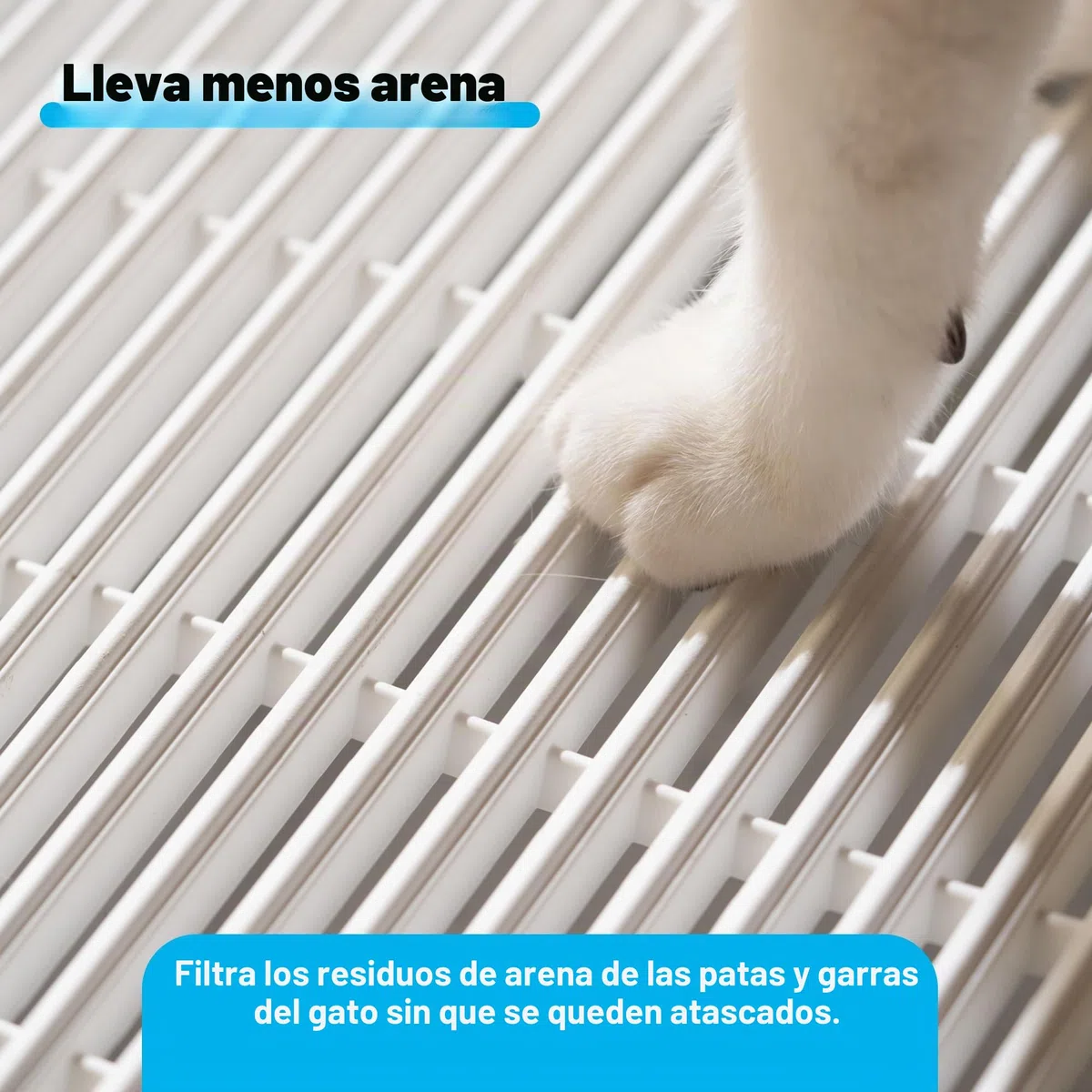 Neakasa Taburete con pedal para gatos con función de filtro, rampa de arena fácil de limpiar, atrapador de arena para caja de arena para gatos M1 con parte superior abierta, color blanco