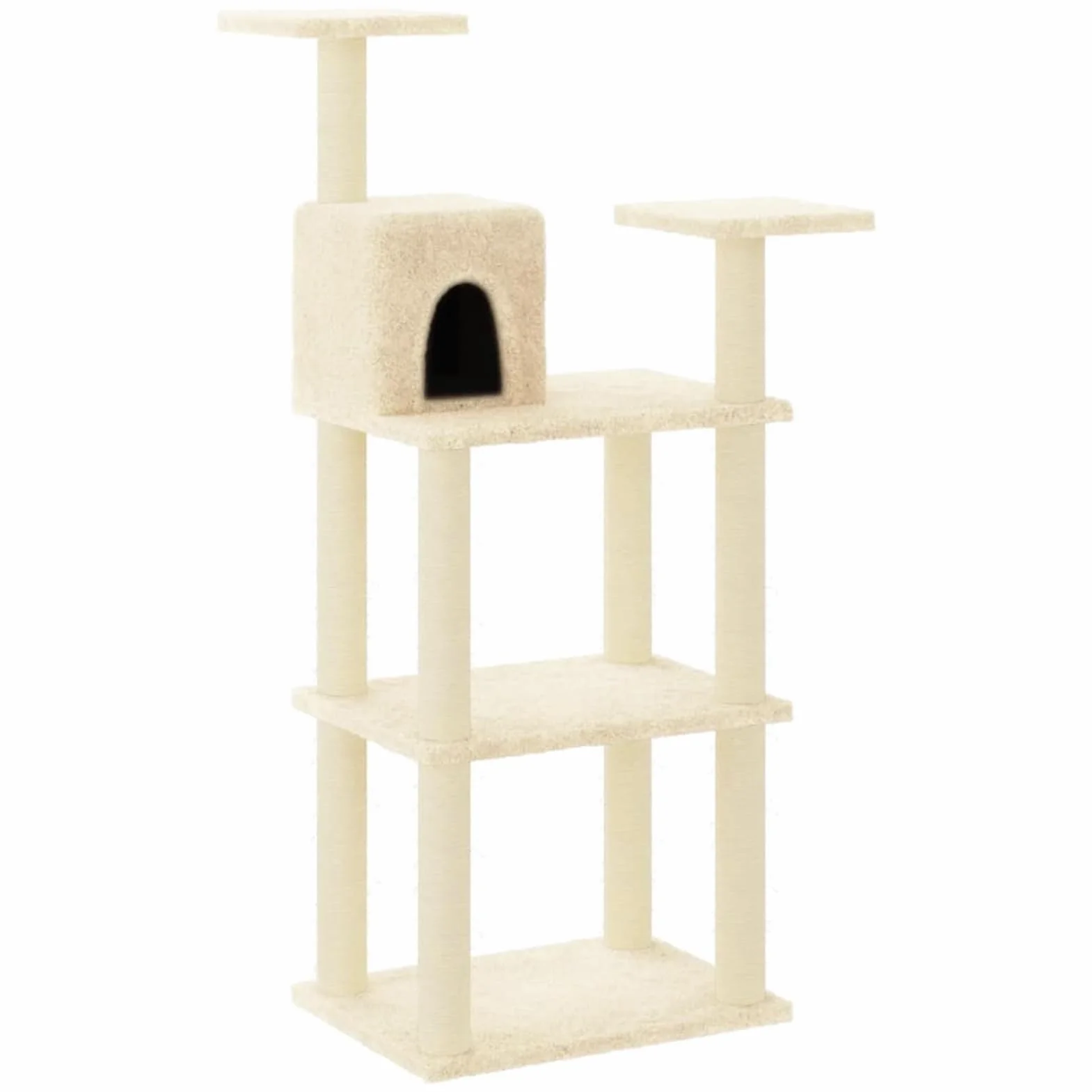 LAPOOH Rascador para Gatos con Postes de sisal, Arbol para Gatos, Gatos Accesorios, Arranhador para Gatos, Arbol Rascador Gatos, Crema 119 cm
