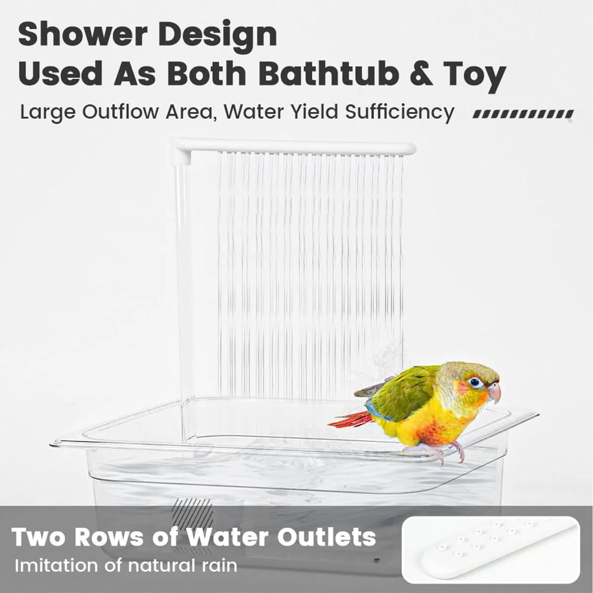 Bañera automática de aves, ducha automática de pájaros Bath Parrot Agua | Fuente de ducha de periquito con bomba, bañera de agua circulante de interior para gris africano, cacatúa