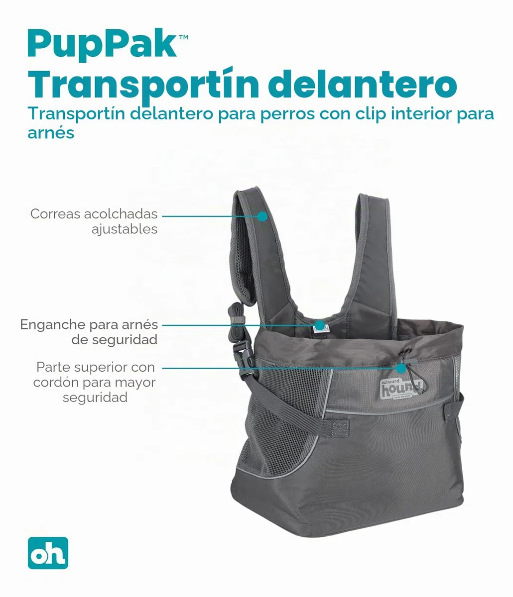 Outward Hound PupPak - Transportín Frontal para Perro, Mediano, Color Gris