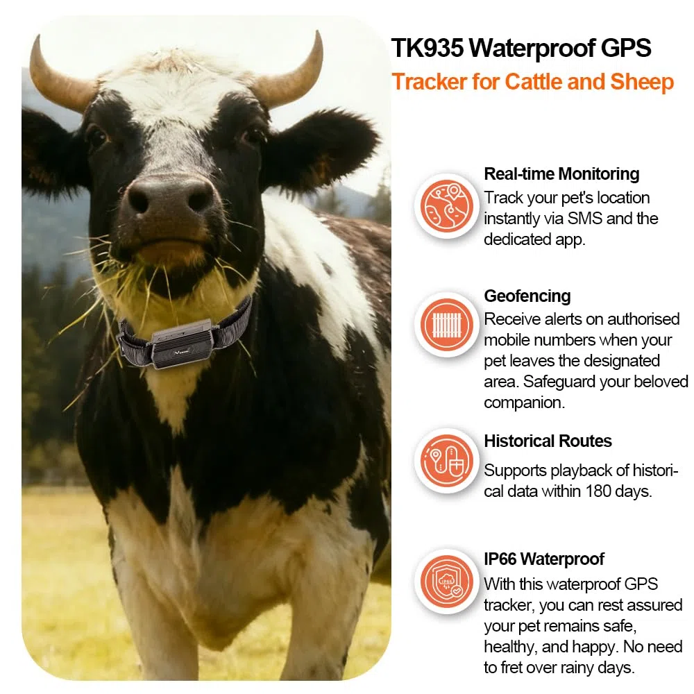 Rastreador GPS con Collar para Perros, Caza, Ganado, Caballos, ovejas y Camellos. Localizador GPS IP66 Resistente al Agua. Posicionamiento en Tiempo Real No Requiere suscripción para Animales Grandes
