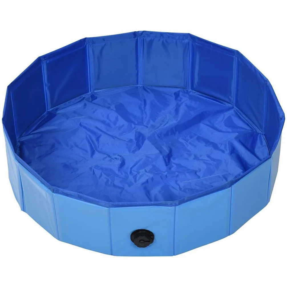 Piscina para perros plegable azul 80 x 20 cm PVC antideslizante, piscina infantil resistente para mascotas, interior y exterior, ideal para verano, accesorios para perros para refrescarse y