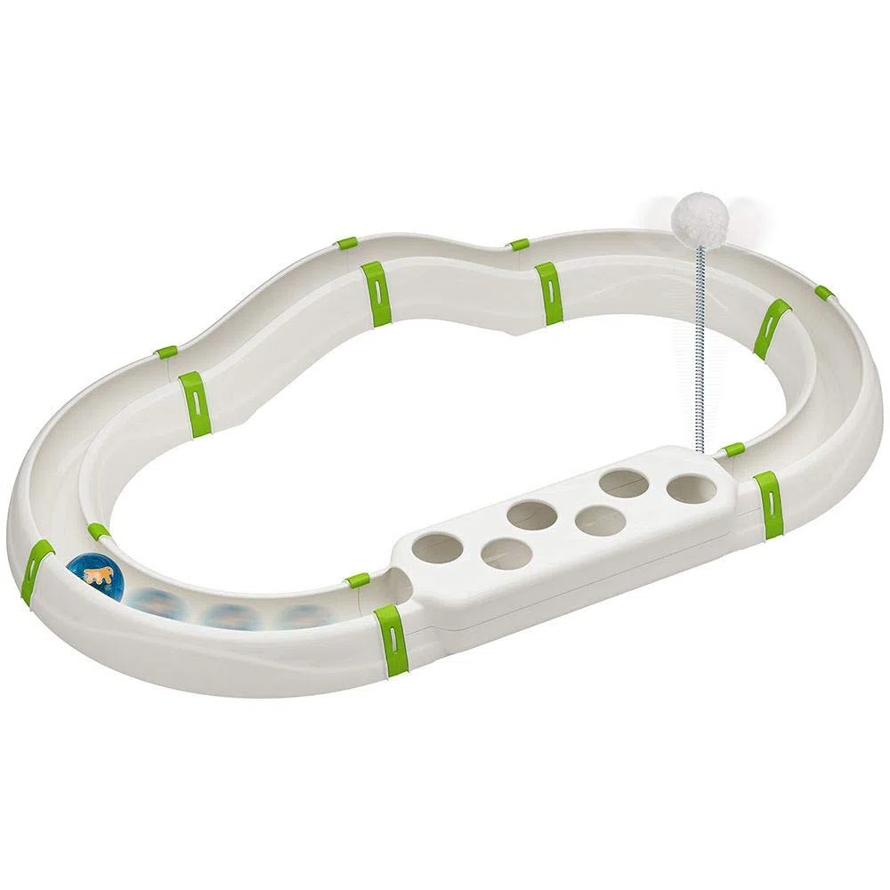 Ferplast Juguete Interactivo para Gatos Labyrinth Circuito Juguete para Gatos con Resorte, Bola Luminosa incluida, 72 x 40 cm