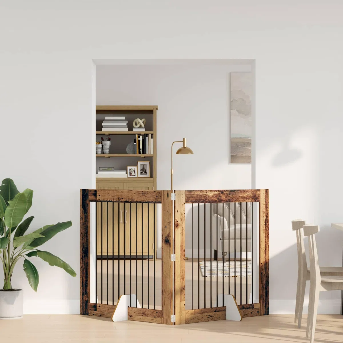 Perrera plegable para perros con soporte de madera reciclada de 200,5 cm para uso en interiores y exteriores, resistente a la intemperie, portátil y ahorra espacio para mascotas
