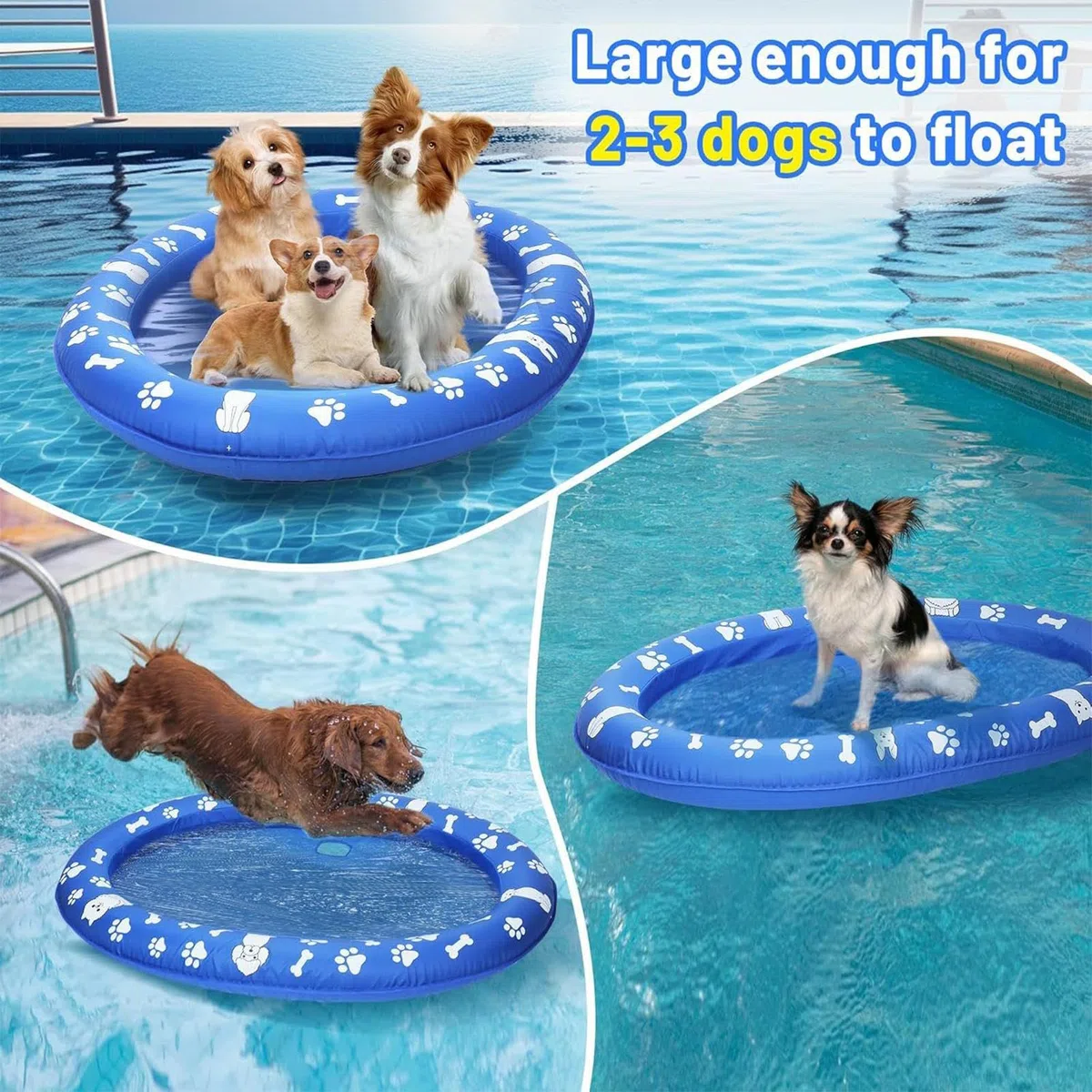 Flotadores para Perros Flotador Inflable para Piscina de Mascotas | Juguetes Acuáticos Flotantes para Mascotas Grandes Medianos Pequeños Cachorros Nadar Lago Río Playa Verano