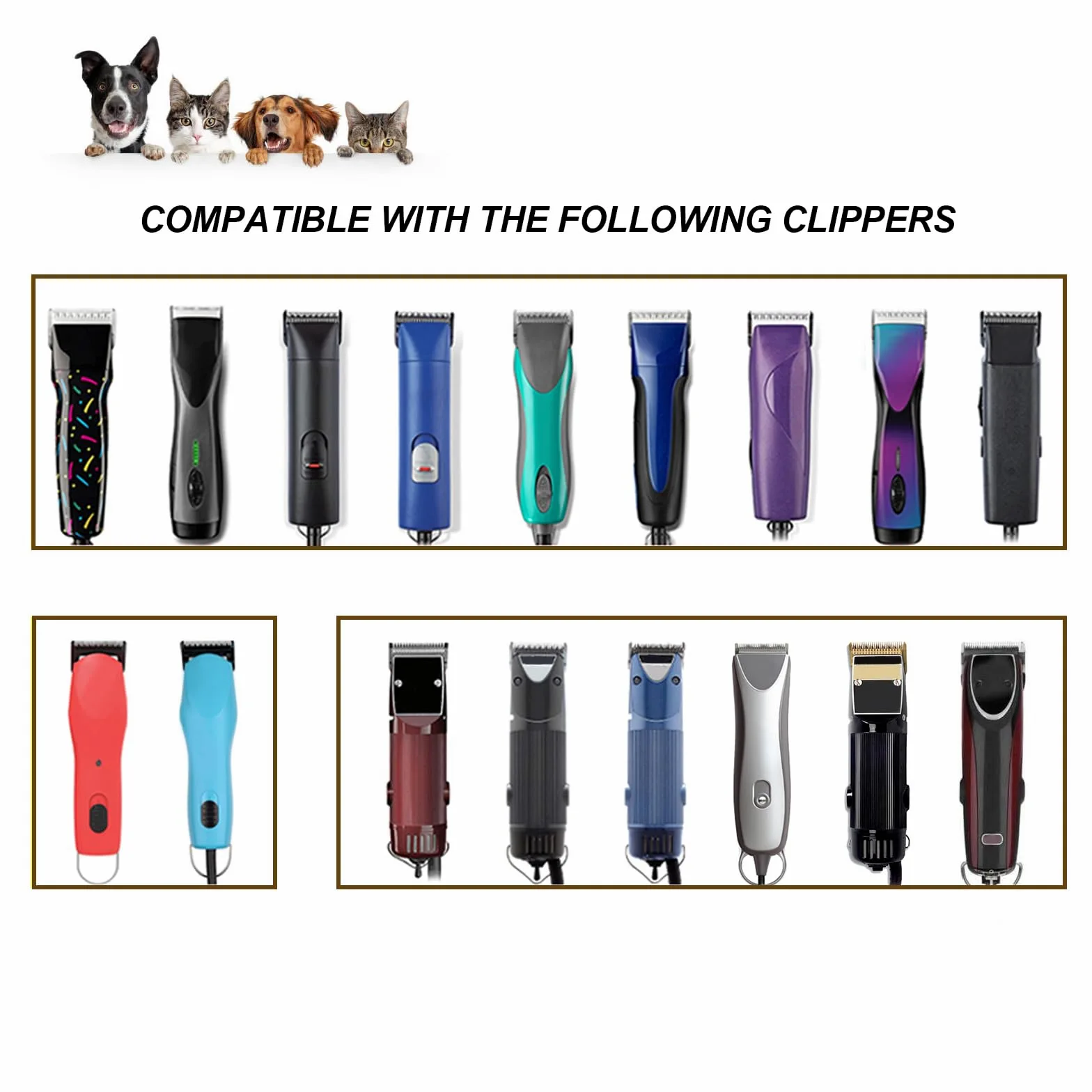 Cuchillas desmontables de aseo para perros de 40 W de ancho, longitud de corte de 0,25 mm, compatible con cortadoras Andis, Oster A5, Wahl km10