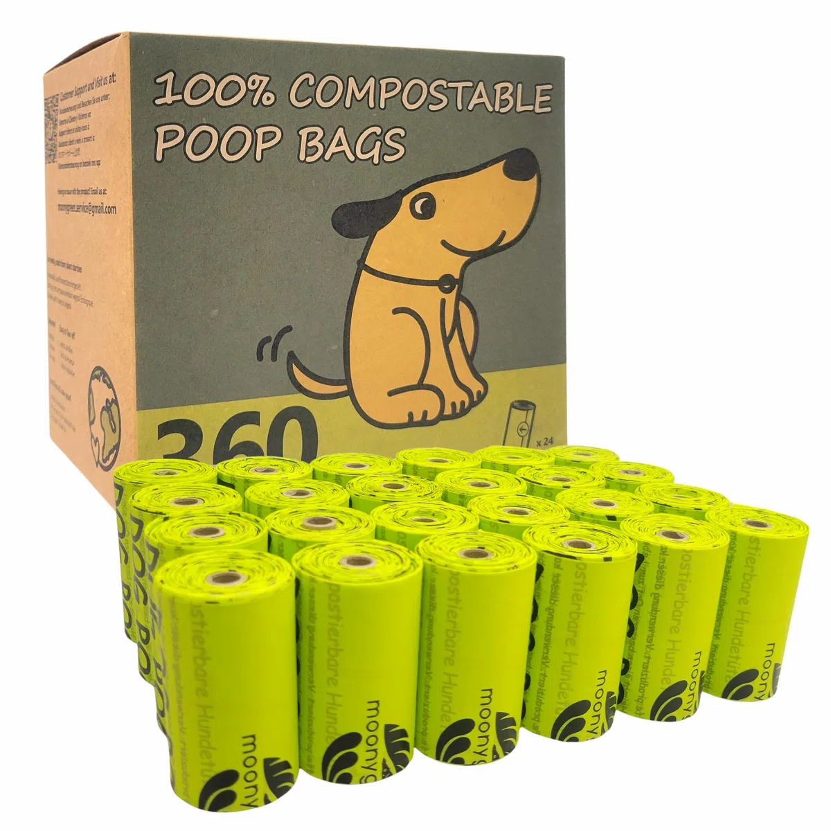 Rollos de bolsas compostables para excrementos de perro, bolsas de repuesto para excrementos de perros, bolsas ecológicas para residuos de mascotas, a base de verduras, sin perfume