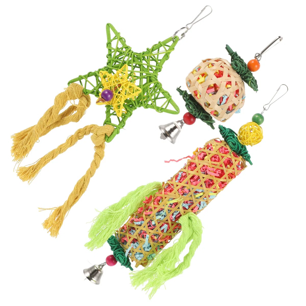 POPETPOP 9piezas Juguetes Colgantes para Aves De Juguetes Masticables para Periquitos Accesorios para Jaula De Aves para Desarrollo De Habilidades y Coordinación